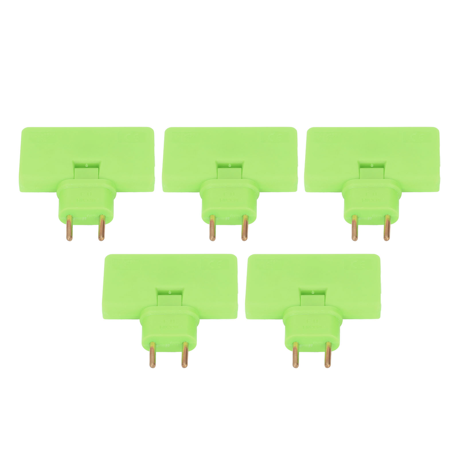 Packung Mit 5 Kabellosen 180°-eurosteckeradaptern (1 Bis 3 Eurostecker, 110-250 V, Grün)