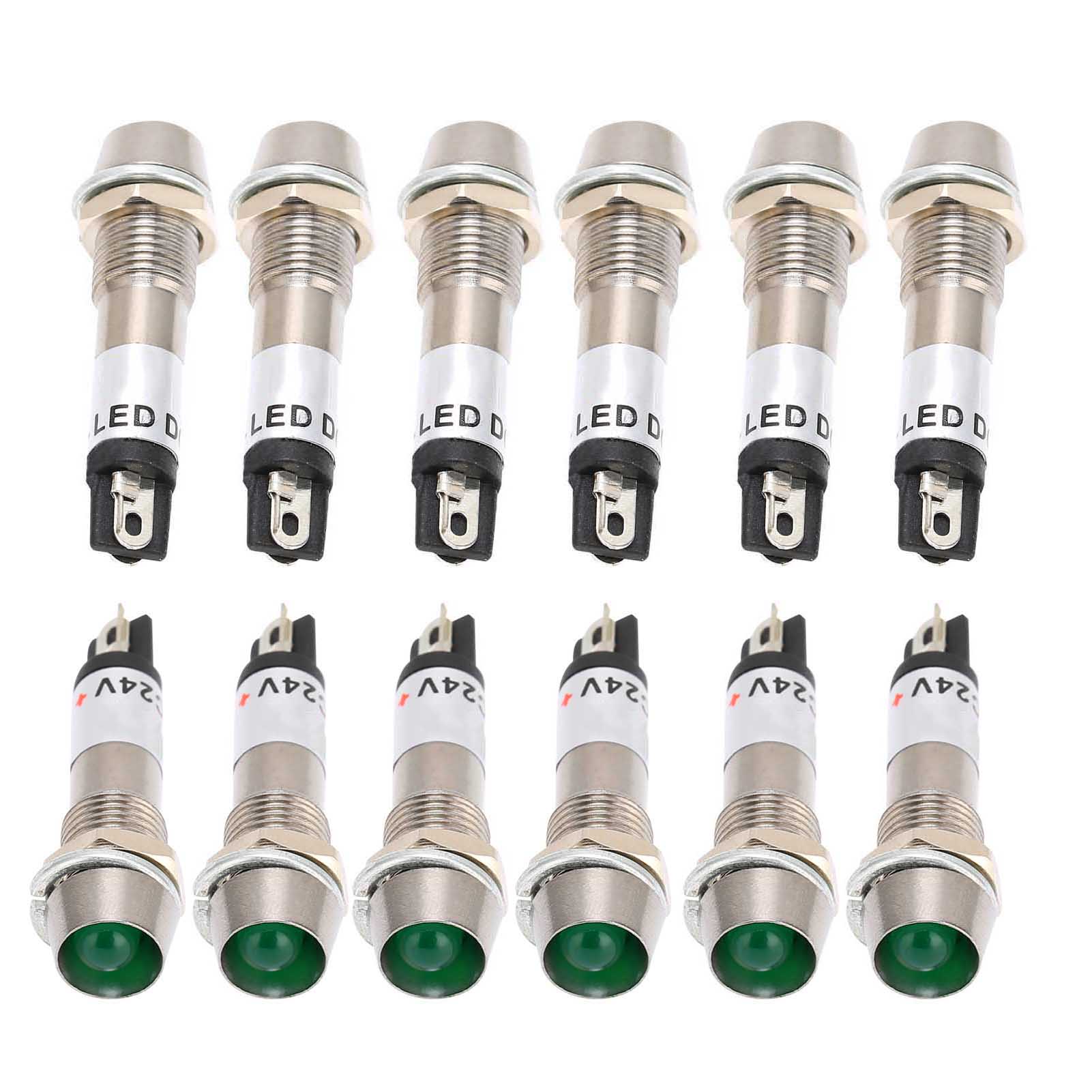 Packung Mit 10 Grünen 24v Dc-kontrollleuchten, Edelstahlgehäuse, 8mm Durchmesser.