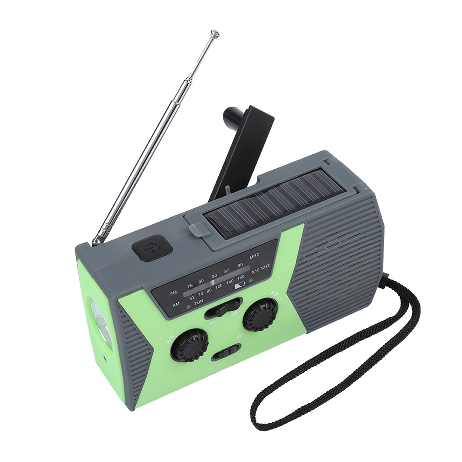 Handkurbel-wetterradio Für Den Außenbereich, Solarbetrieben, Led-taschenlampe, Noaa-grünes Am/fm-radio
