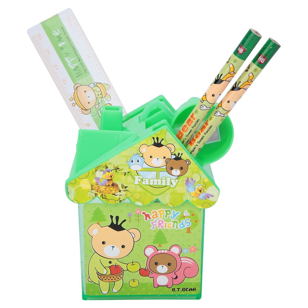 Niedlicher, Hausförmiger Stiftehalter, Schreibtisch-stiftehalter, Schreibwarengeschenk Für Kinder (grün)