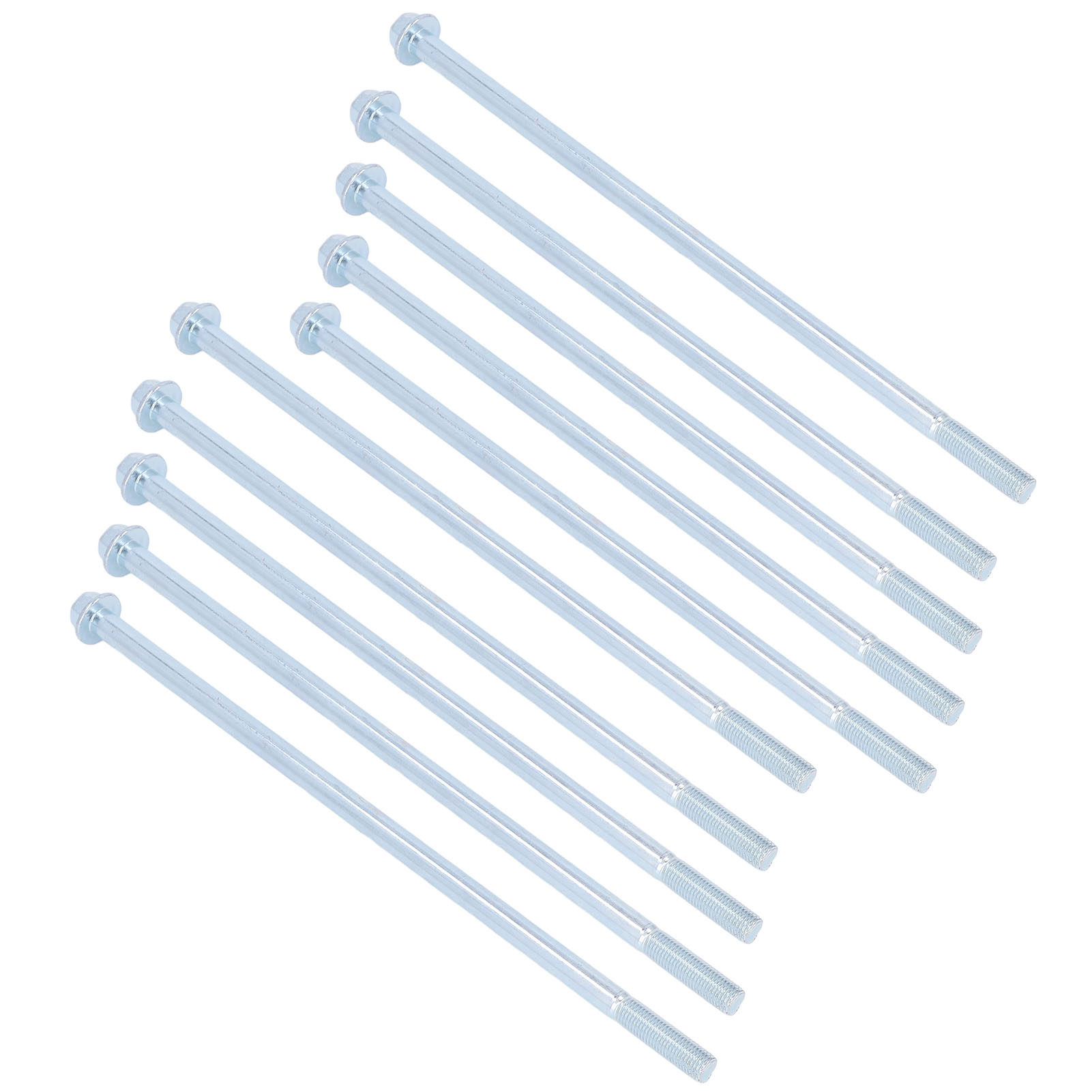 10 Hochbelastbare, Feingewindete Kohlenstoffstahlschrauben Mit Länglichem Sechskantkopf Und Halbverzahnten Zähnen, 10x285