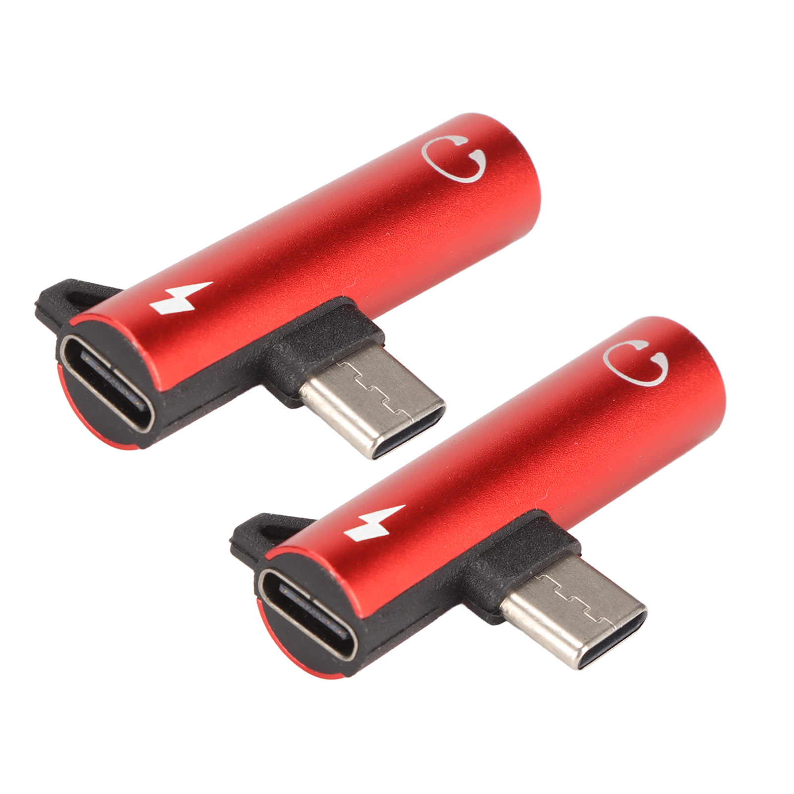 Usb-c-auf-3,5-mm-audioadapter (2er-pack) – 2-in-1 – Audio-ladefunktion – Abs-gehäuse – Rot