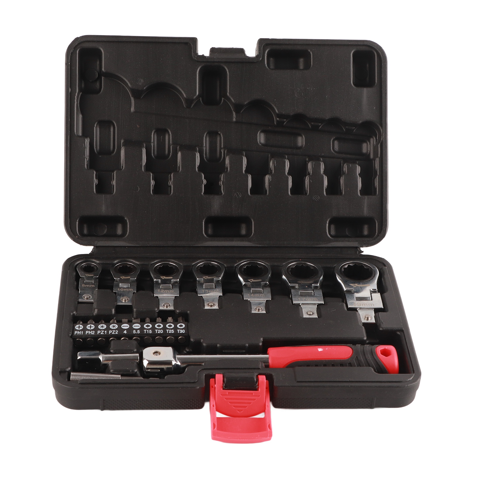 Set Mit 20 Austauschbaren Ratschenschlüsseln Mit Um 180° Drehbarem, Flexiblem Kopf Und Schraubendreherbits