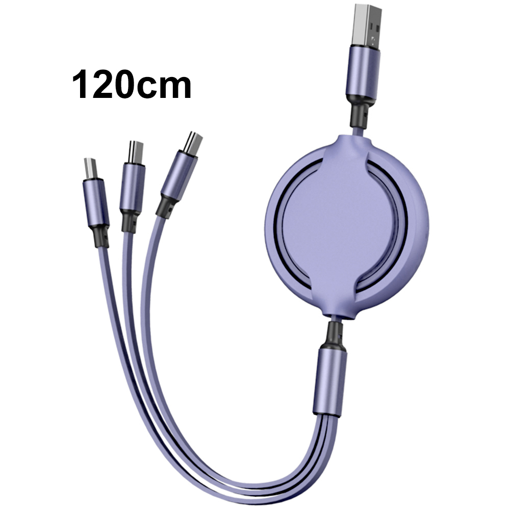 3-in-1-ladekabel Mit Einzugsmechanismus, Kompatibel Mit Ios, Micro-usb, Usb Typ-c, Schnellladefunktion Und Datensynchronisierung.