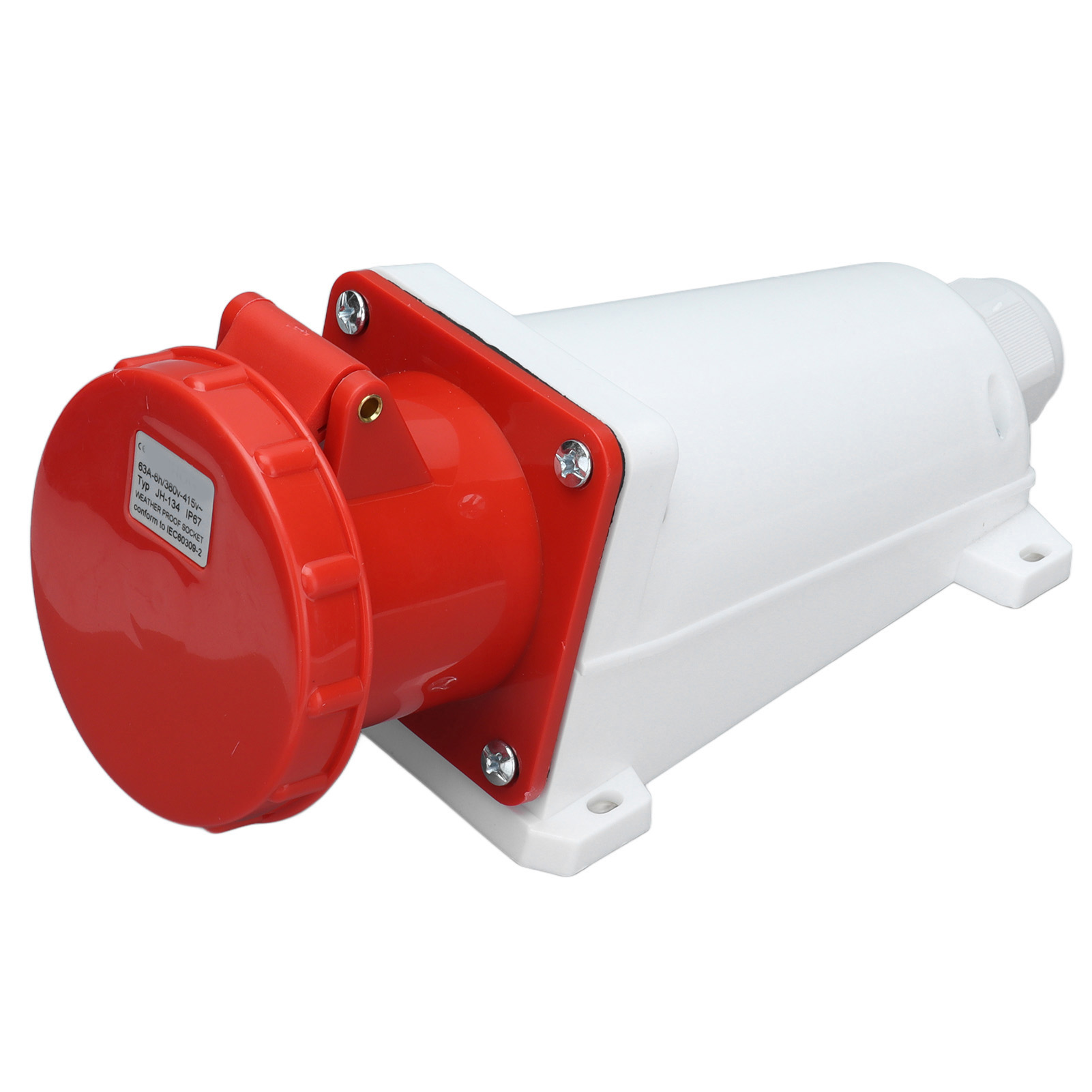 Dreiphasige, 4-polige, Oberflächenmontierte Industriesteckdose, Schutzart Ip67, 380–415 V, 63 A, 3p+e