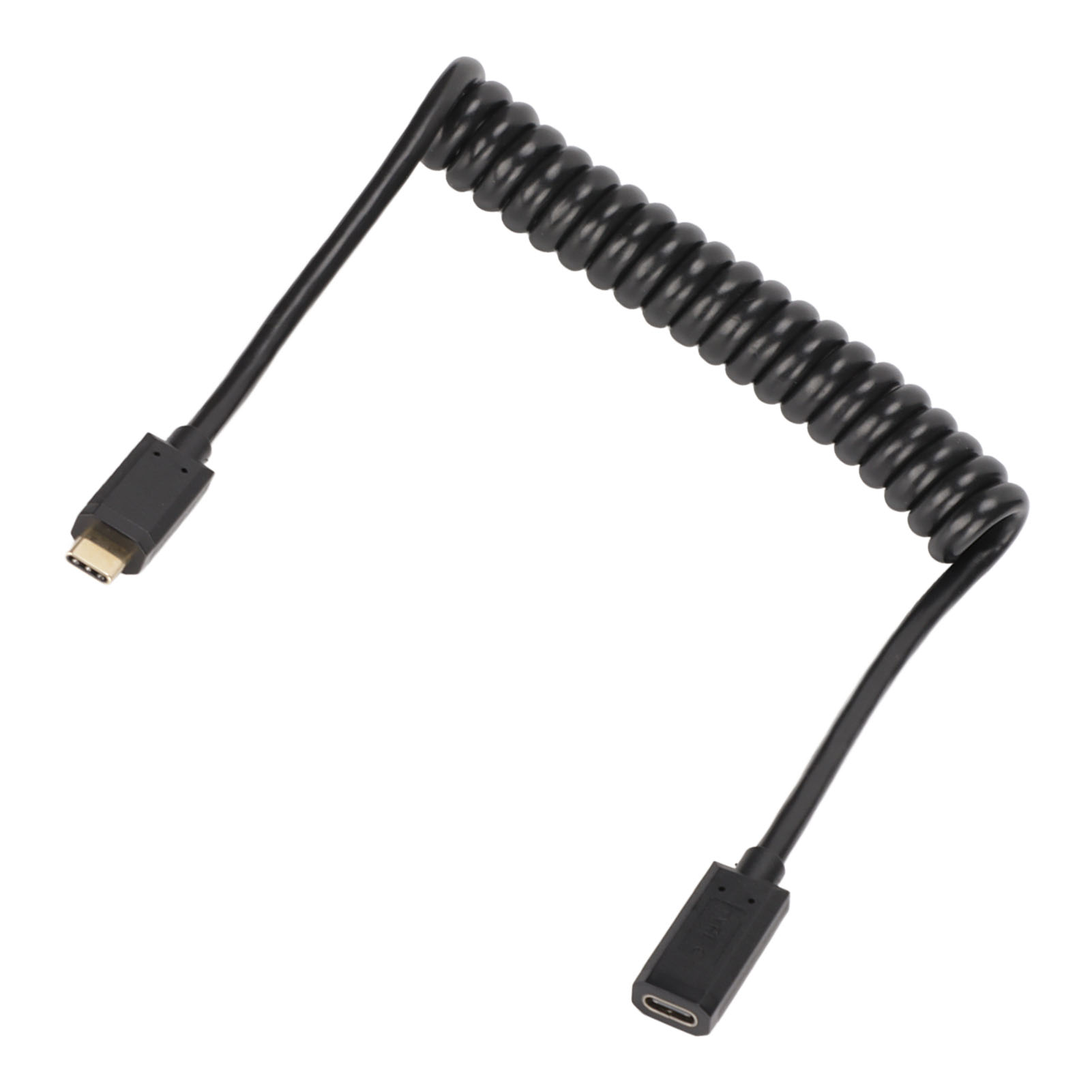Usb-c-buchse Auf Usb-c-stecker-kabel, 4k 60hz, 3a Schnellladung, 10 Gbit/s, 1,2 M, Spiralkabel. Usb-c-stromkabel, Gerader Weiblicher Auf Männlichen Stecker.