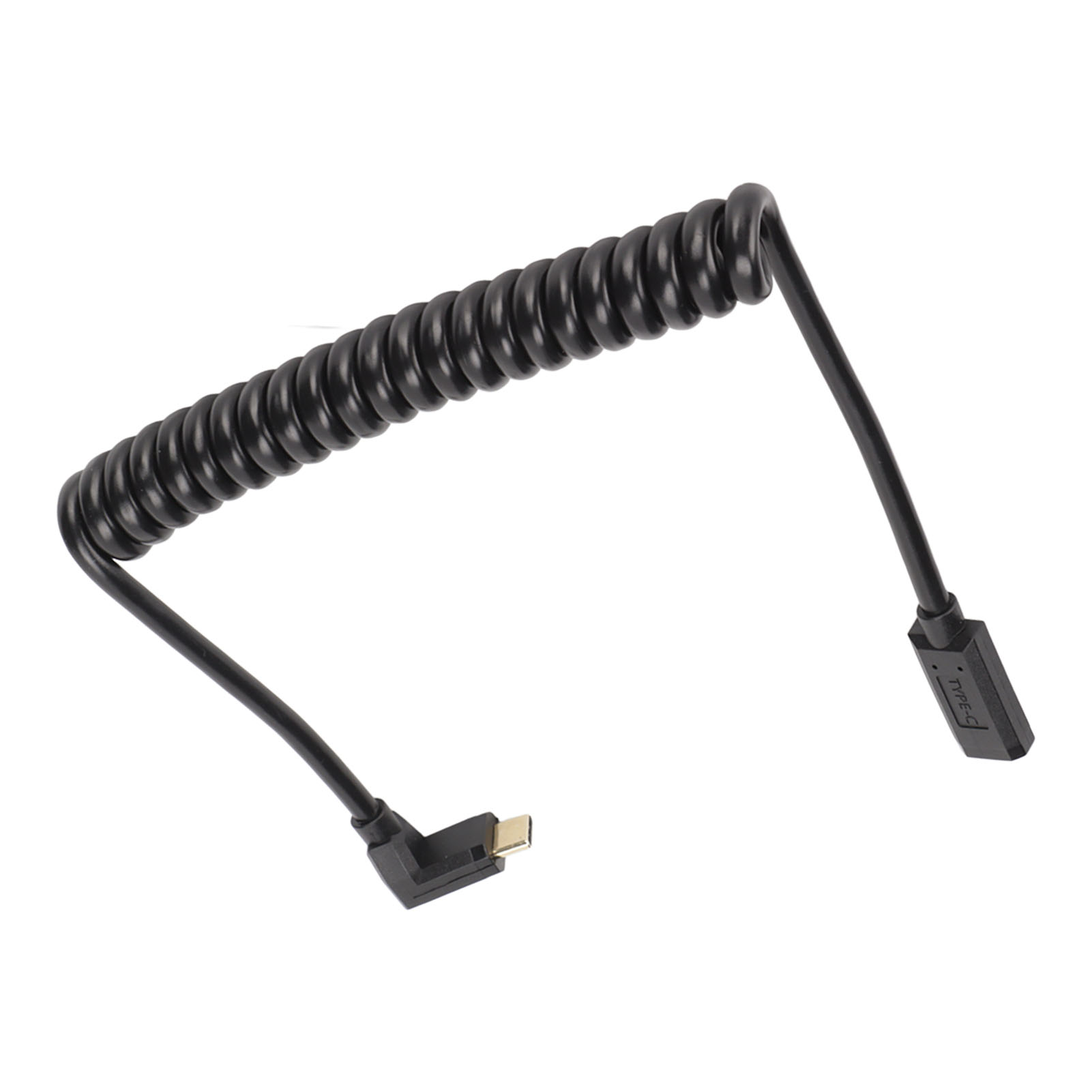 Usb-c-buchse Auf Usb-c-stecker-kabel, 4k 60hz, 3a Schnellladung, 10 Gbit/s, 1,2 M, Spiralkabel, Usb-c-netzkabel, Rechtwinkliger Buchsenstecker Auf Der Steckerseite