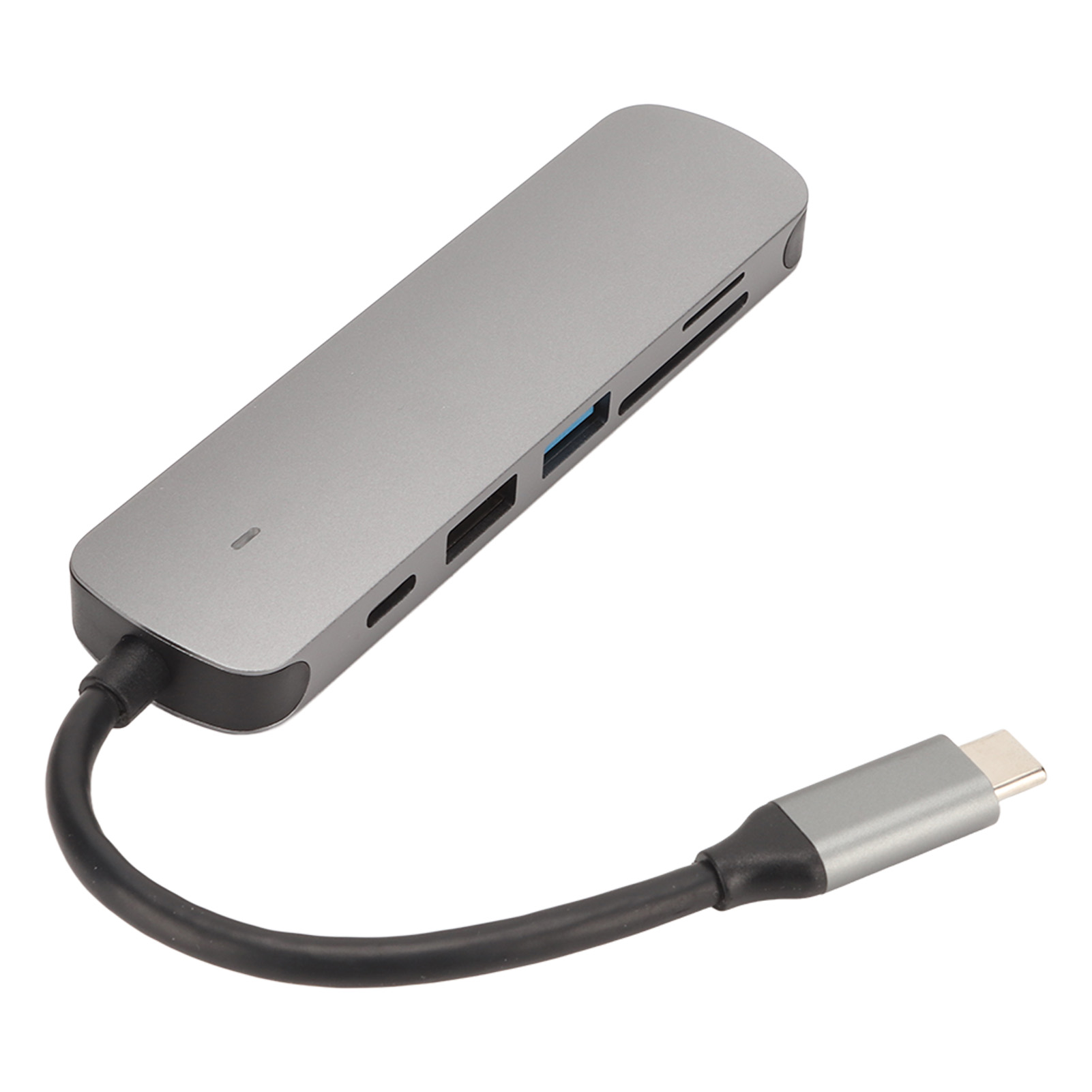 6-in-1 Dockingstation: Usb-c-anschluss Auf Hd-multimedia-schnittstelle, Usb 3.0, Usb 2.0, Speicherkartenleser, Graue Pd-dockingstation.