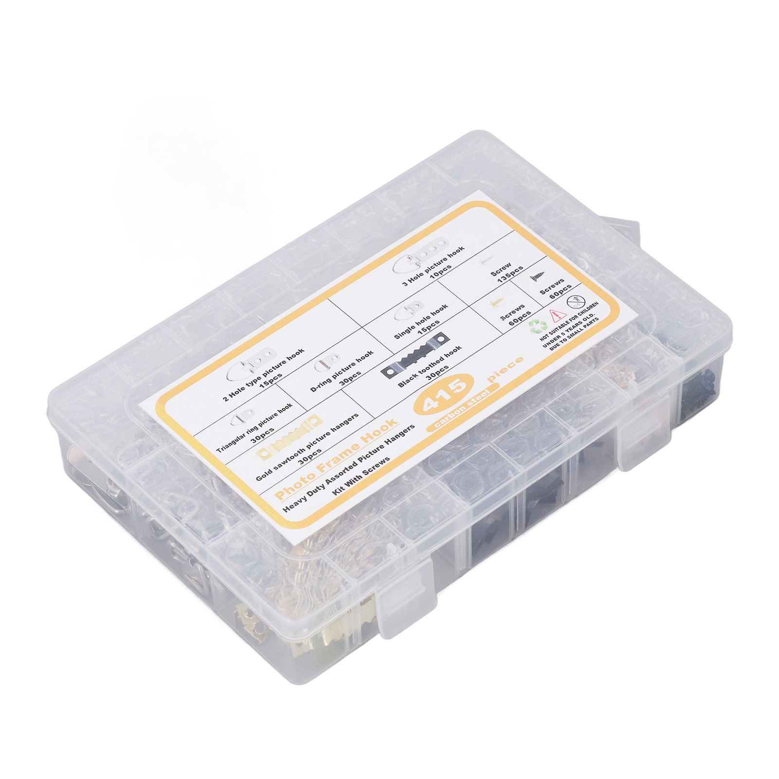 Bilderaufhängeset, Stabile Haken Mit Schrauben, Transparente Box, 7 Designs