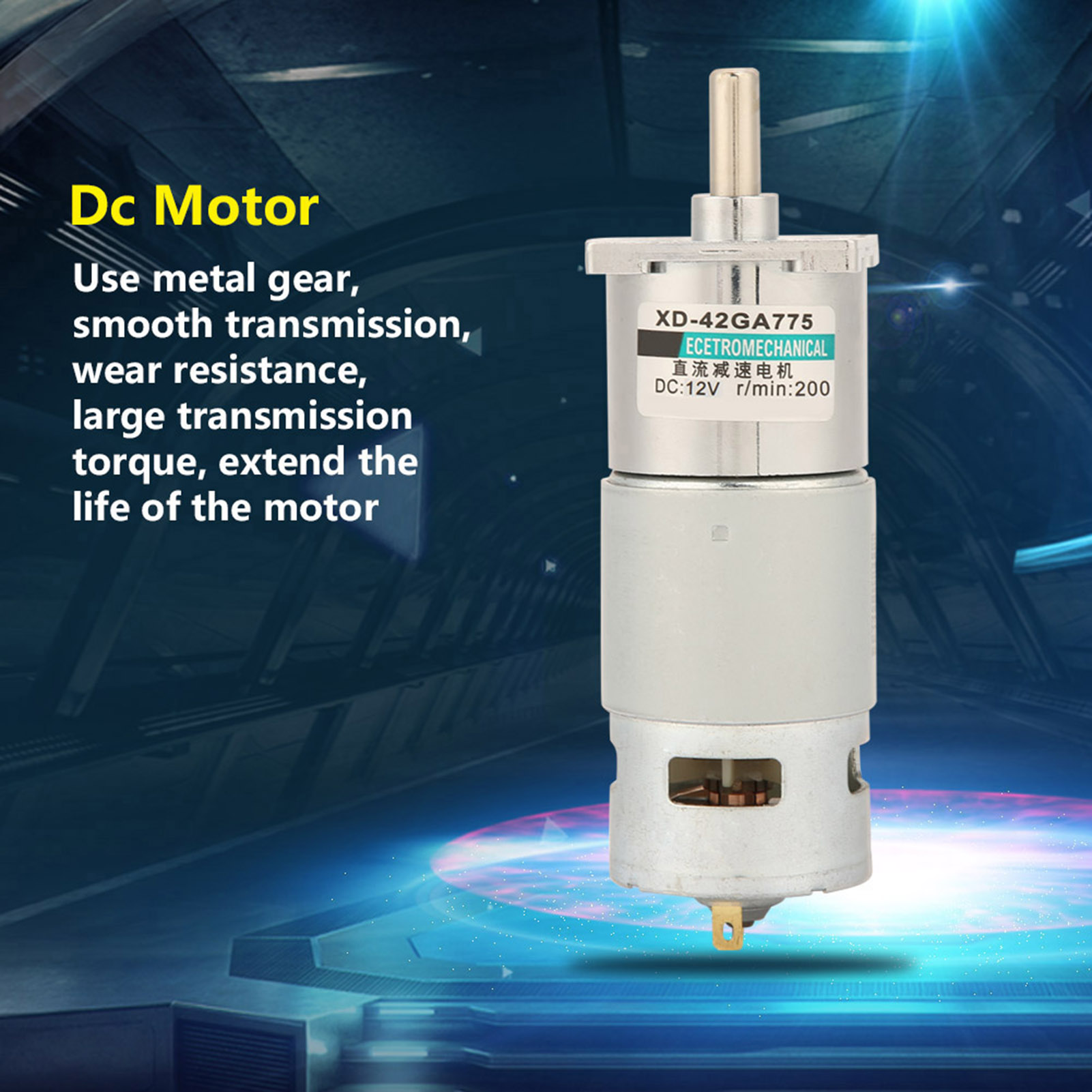 Xd-42ga775 Mikro-gleichstrom-getriebemotor Mit Cw/ccw-drehzahlregelung (200 U/min, 12 V)