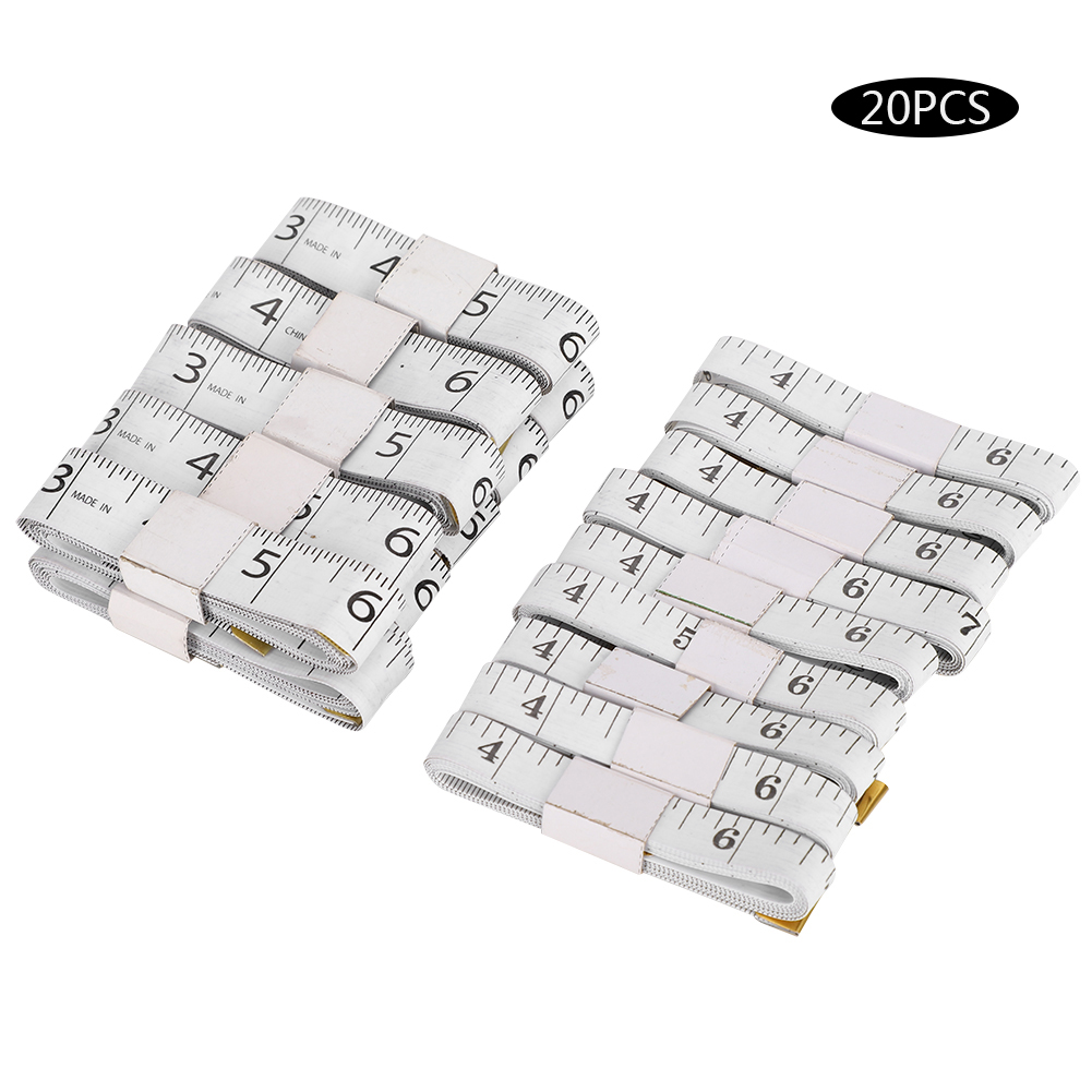 Set Aus 20 Flexiblen, Doppelskaligen Nählinealen Mit Flexiblem Maßband.