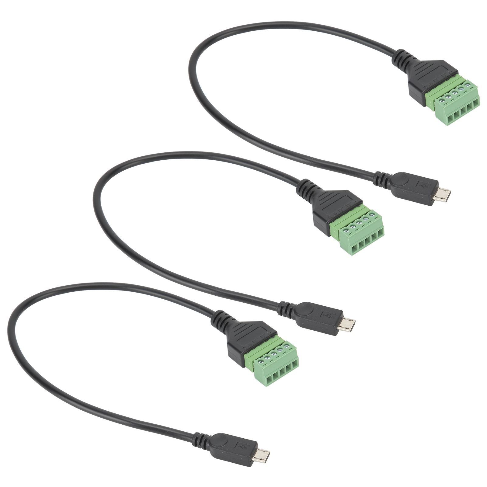 Packung Mit 3 Micro-usb-5-pin-stecker-auf-5-pin-schraubanschluss-adapterkabeln Mit Abschirmung Und Lötfreien Anschlüssen