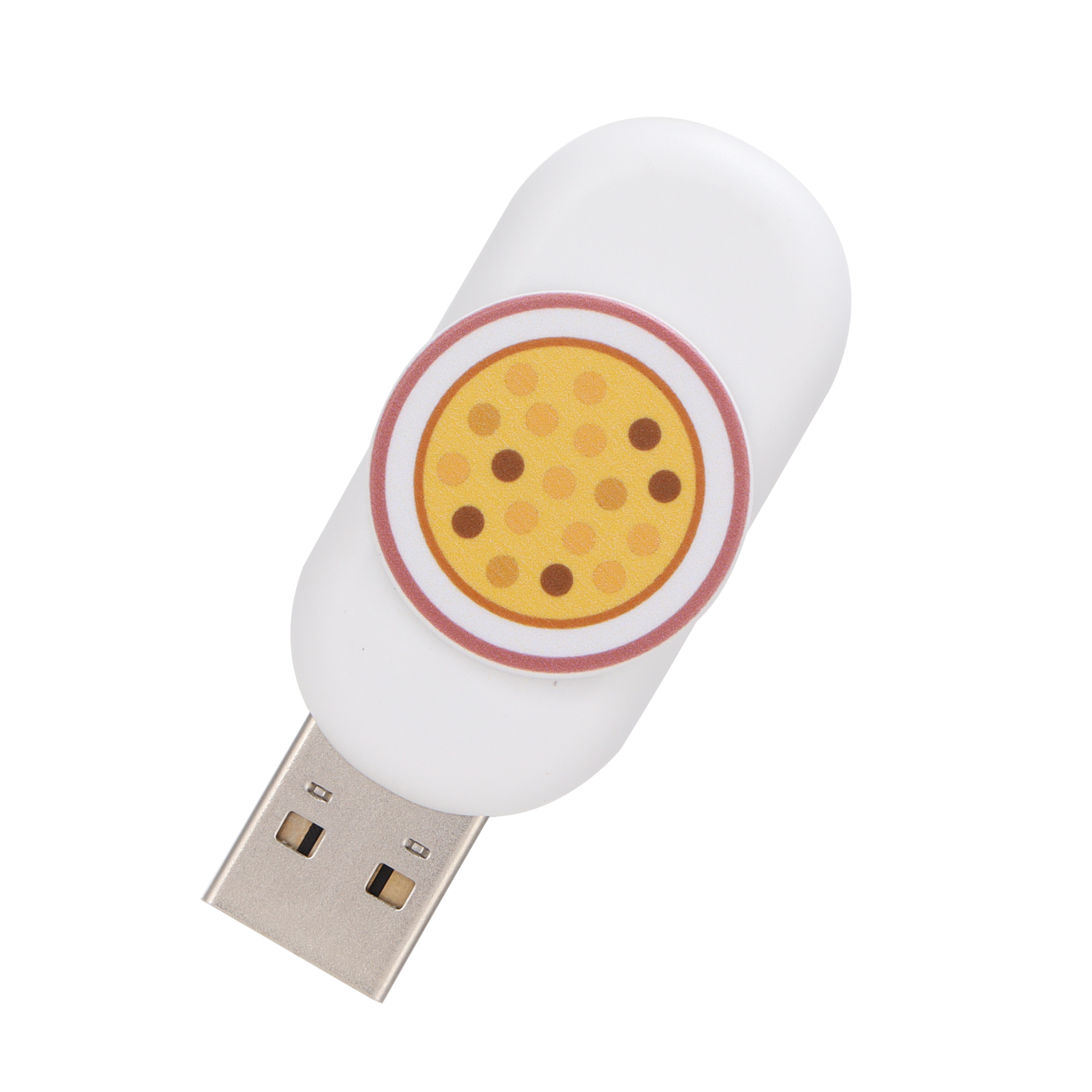 Miniatur-usb-stick Mit 16 Gb Speicherkapazität In Form Einer Passionsfrucht Und Integriertem Knopf.