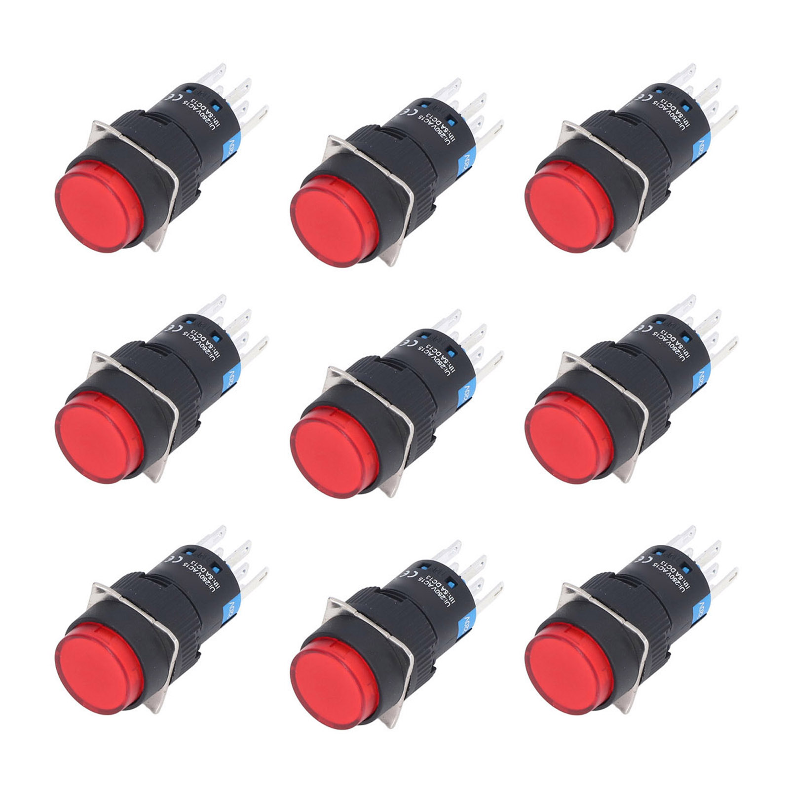Packung Mit 25 8-poligen, Runden, Selbstverriegelnden Momenttastern (16 Mm) Mit 12-v-anzeigeleuchte Für Controlred