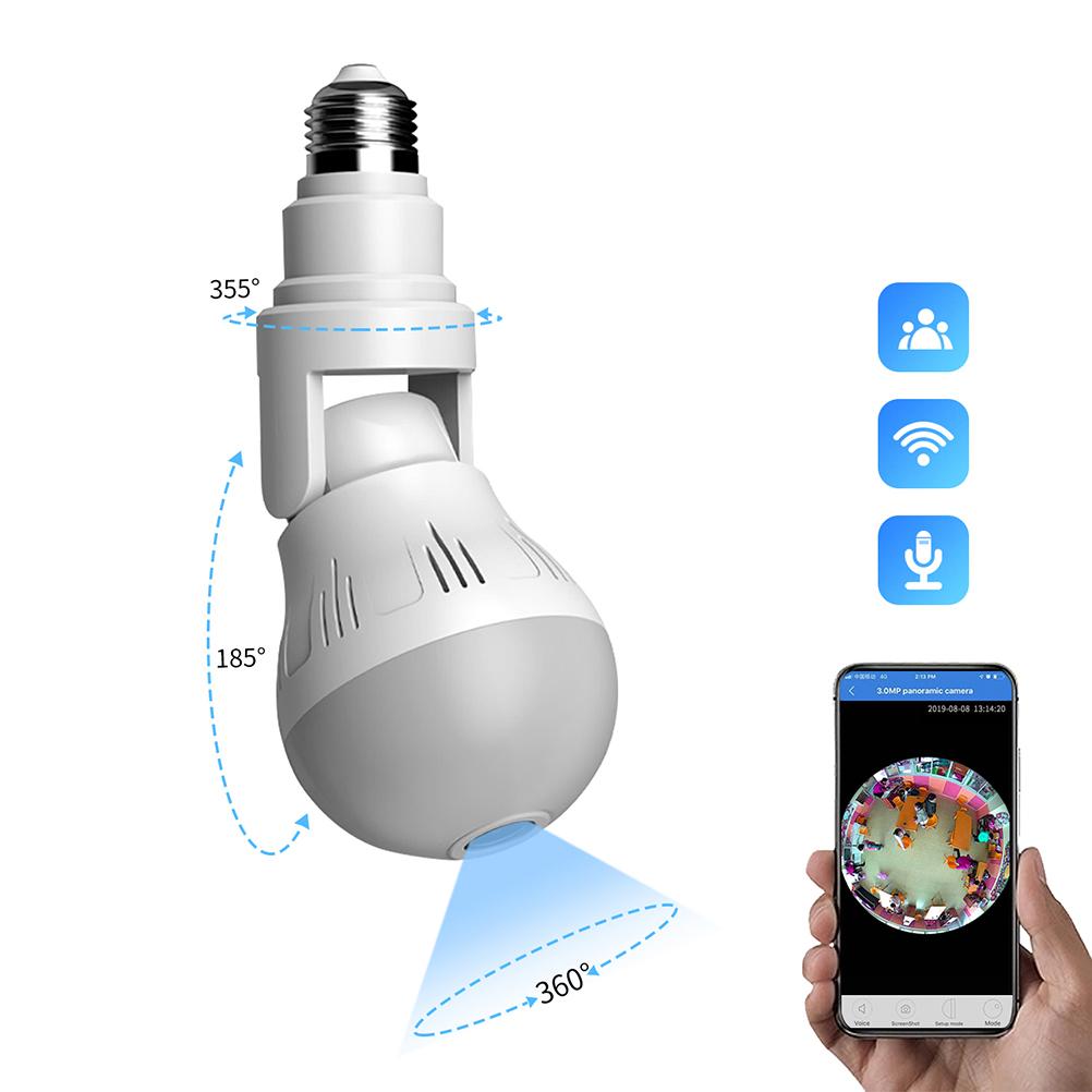 360° Weitwinkel V380 Wlan-innenkamera Mit Glühbirne Für Video-fernüberwachung Und Babyüberwachung
