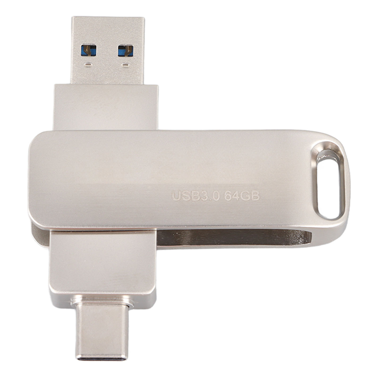 2-in-1 Drehbarer 64-gb-usb-stick Mit Typ-c-anschluss Und Zwei Ports Aus Metall Für Android-computer
