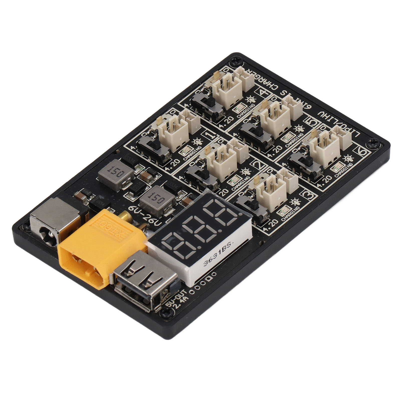 1s 6-in-1 Akku-ladeplatine, Hocheffiziente Ladeplatine Für Lipo-akkus, Balancer-ladeplatine