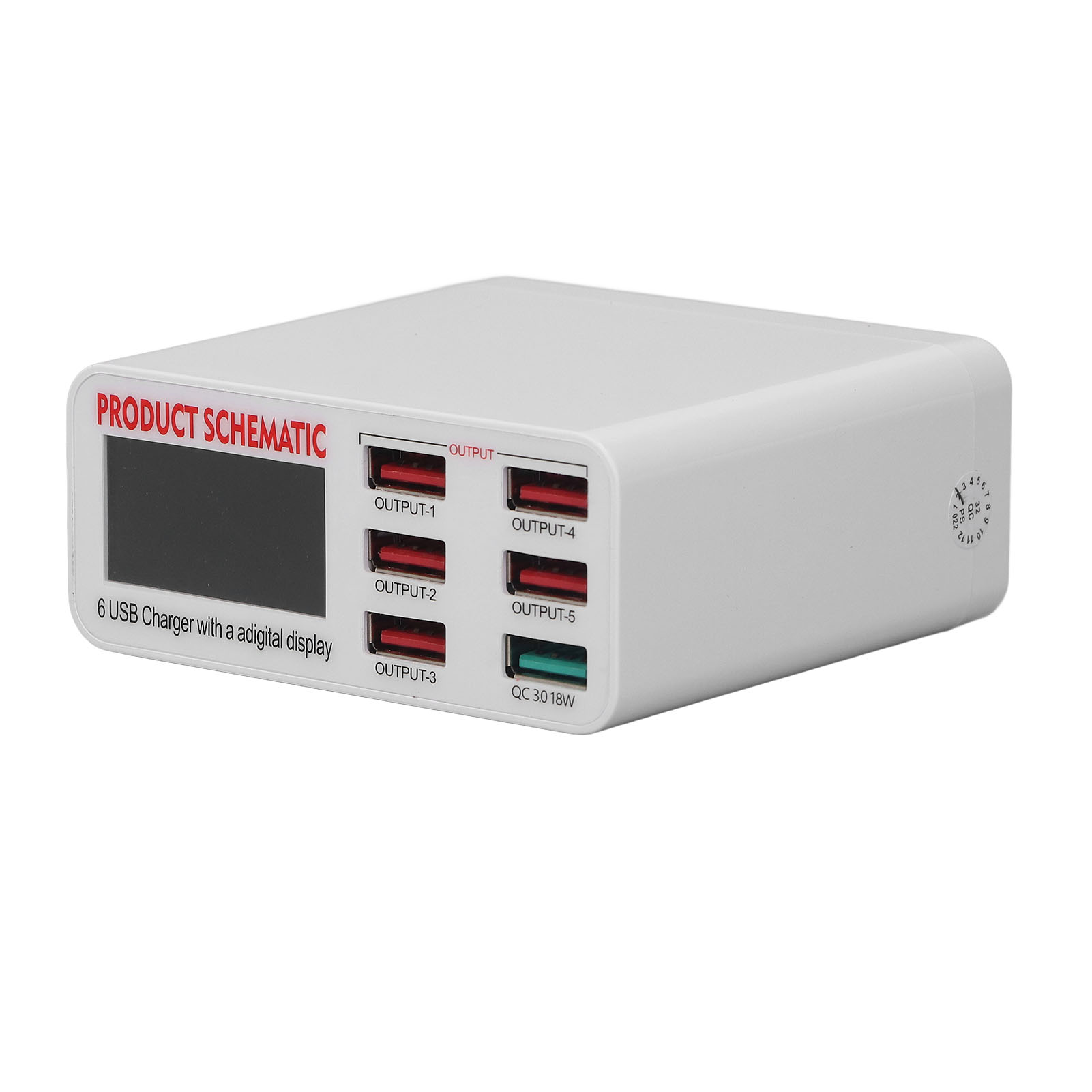 6-port-usb-powerbank Mit Intelligenter Digitalanzeige Und 110-240v-wechselstrom-usb-ladeanschluss