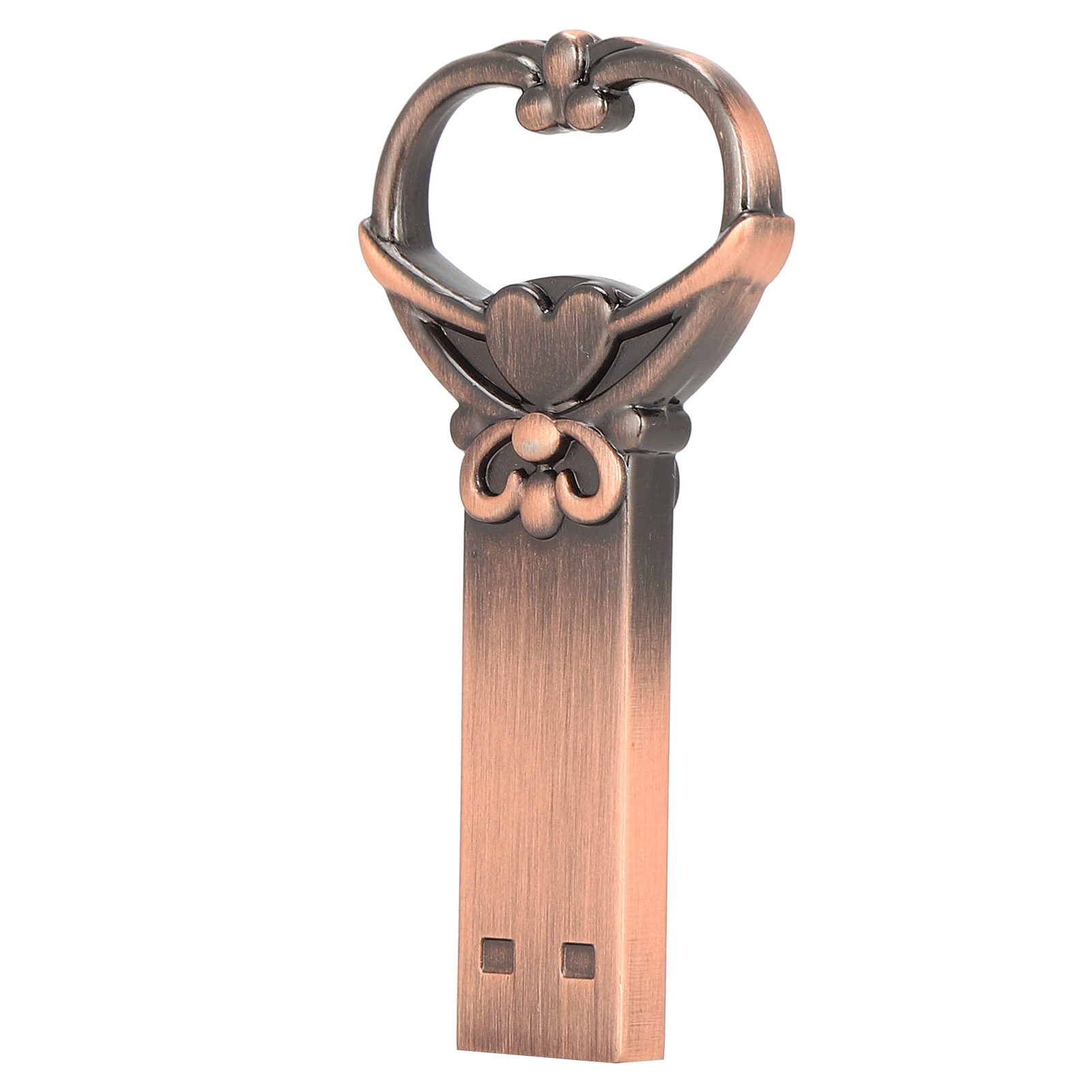 Retro-tragbarer Usb-stick Aus Metall In Herzform, Ohne Abdeckung, 2.0, Zur Datenspeicherung (2 Gb)