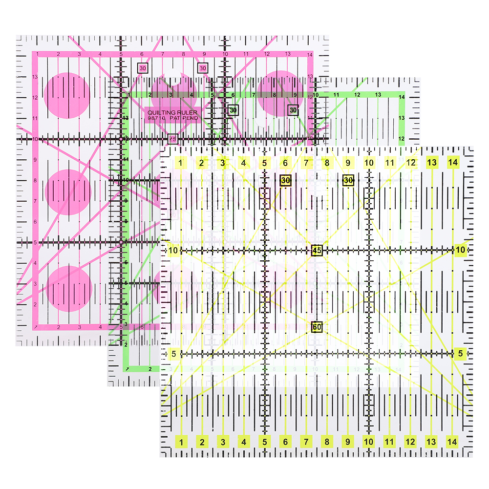 Näh- Und Quiltlineal (3er-set) – 15 X 15 Cm