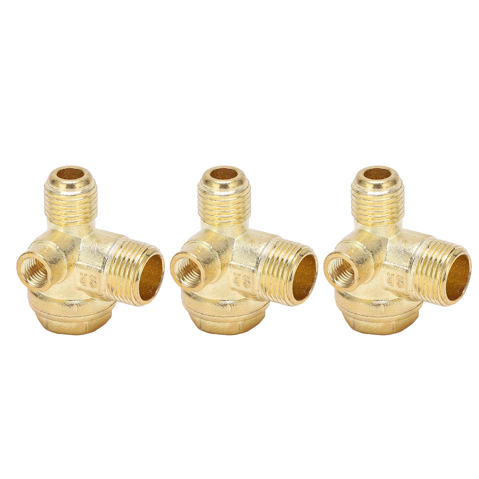 Satz Mit 3 Messing-3-wege-rückschlagventilen Für Luftkompressoren, Central Pneumatic-gewinde, Zubehör 8 Mm, 16 Mm Und 14 Mm