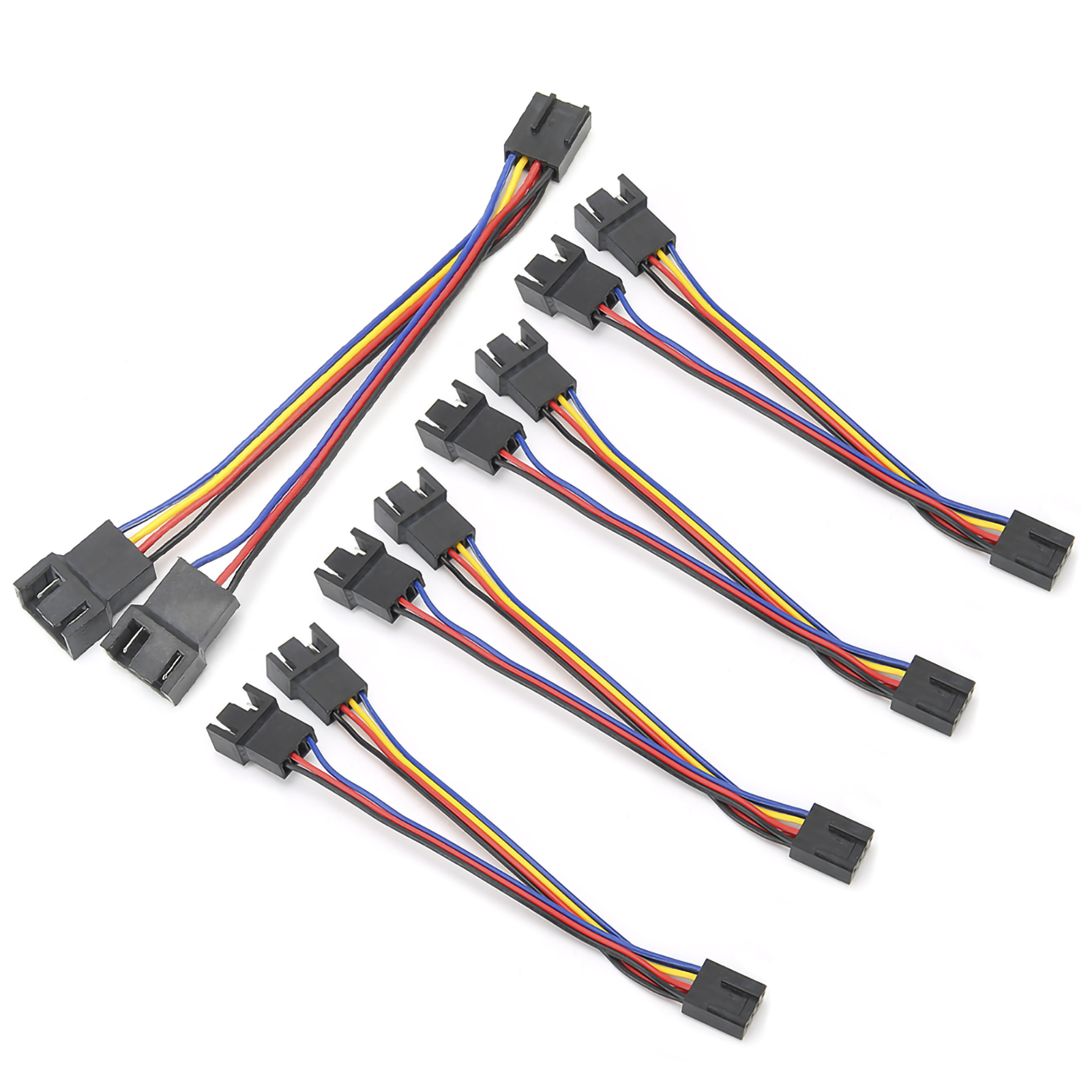 Lüfterverlängerungskabel (5 Stück) Mit 4-poligem Stecker, Splitter Und Stromwandler (1 Auf 2).