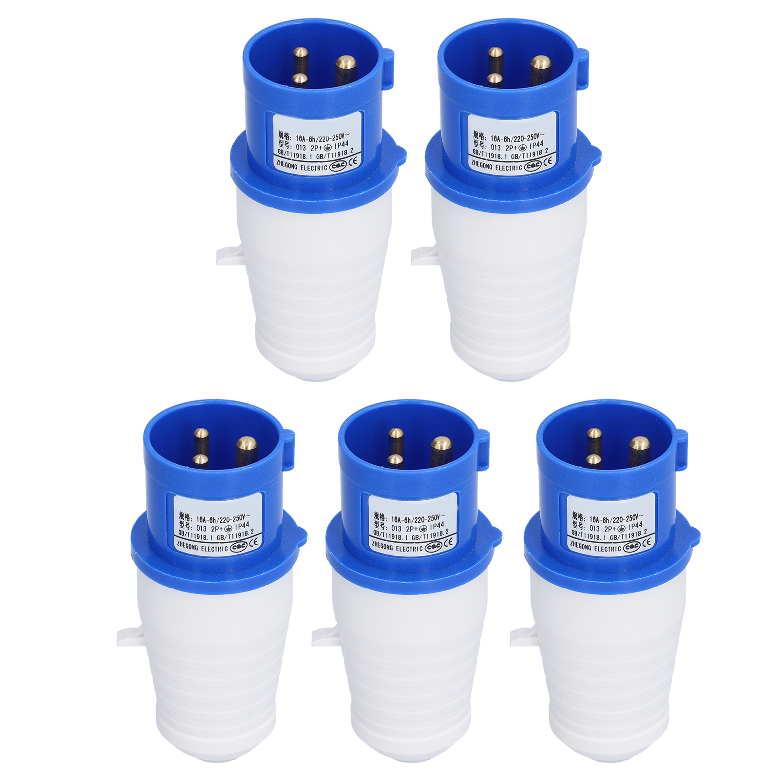 Packung Mit 5 Einphasigen 3-poligen Industriesteckern, Eu-stecker, Für 220–250 V, 16 A, 2p+e Luftfahrt-stromversorgungen