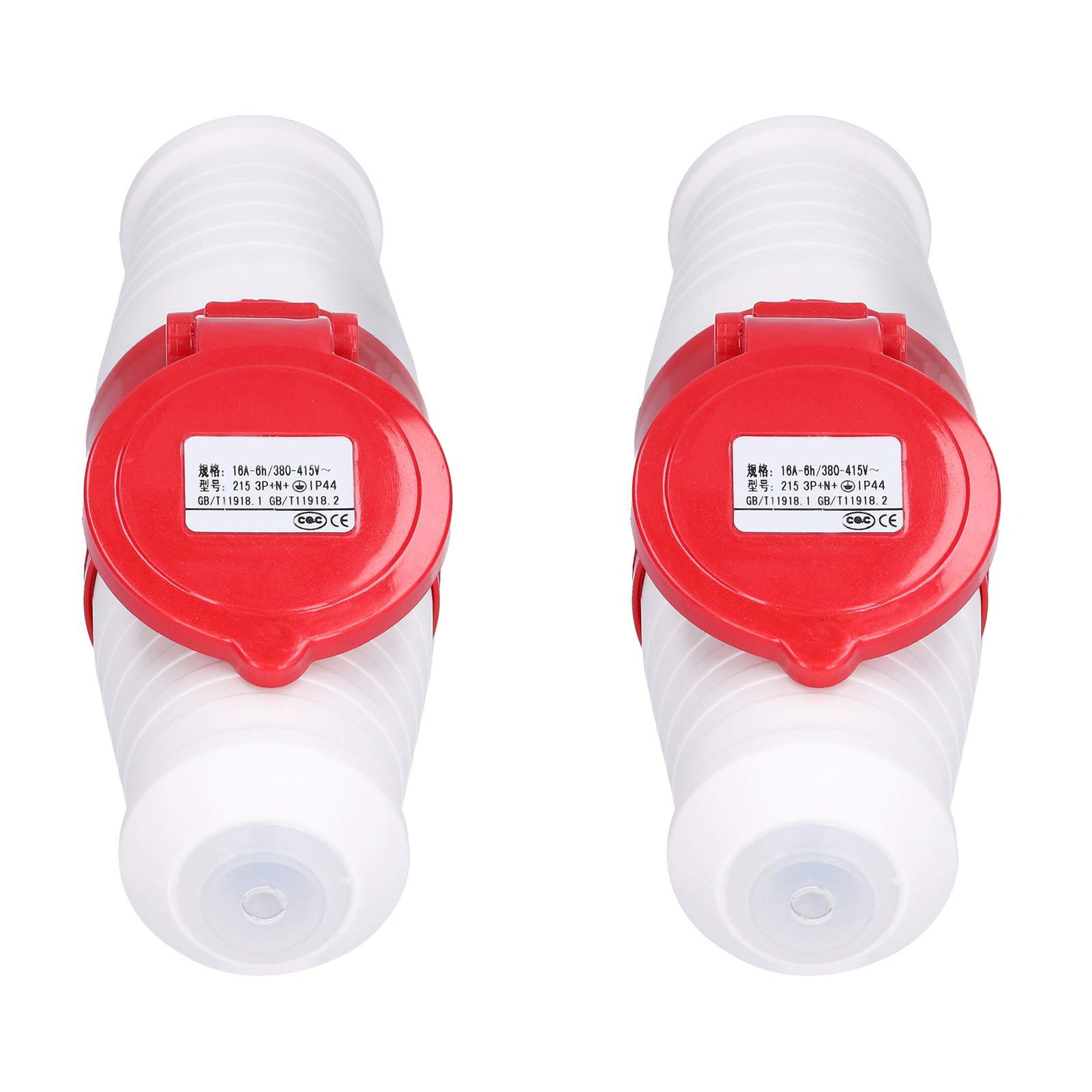 Packung Mit 2 Industriellen 5-poligen Ip44-drehstrom-steckverbindern (stecker/buchse), 16 A, 380 V–415 V