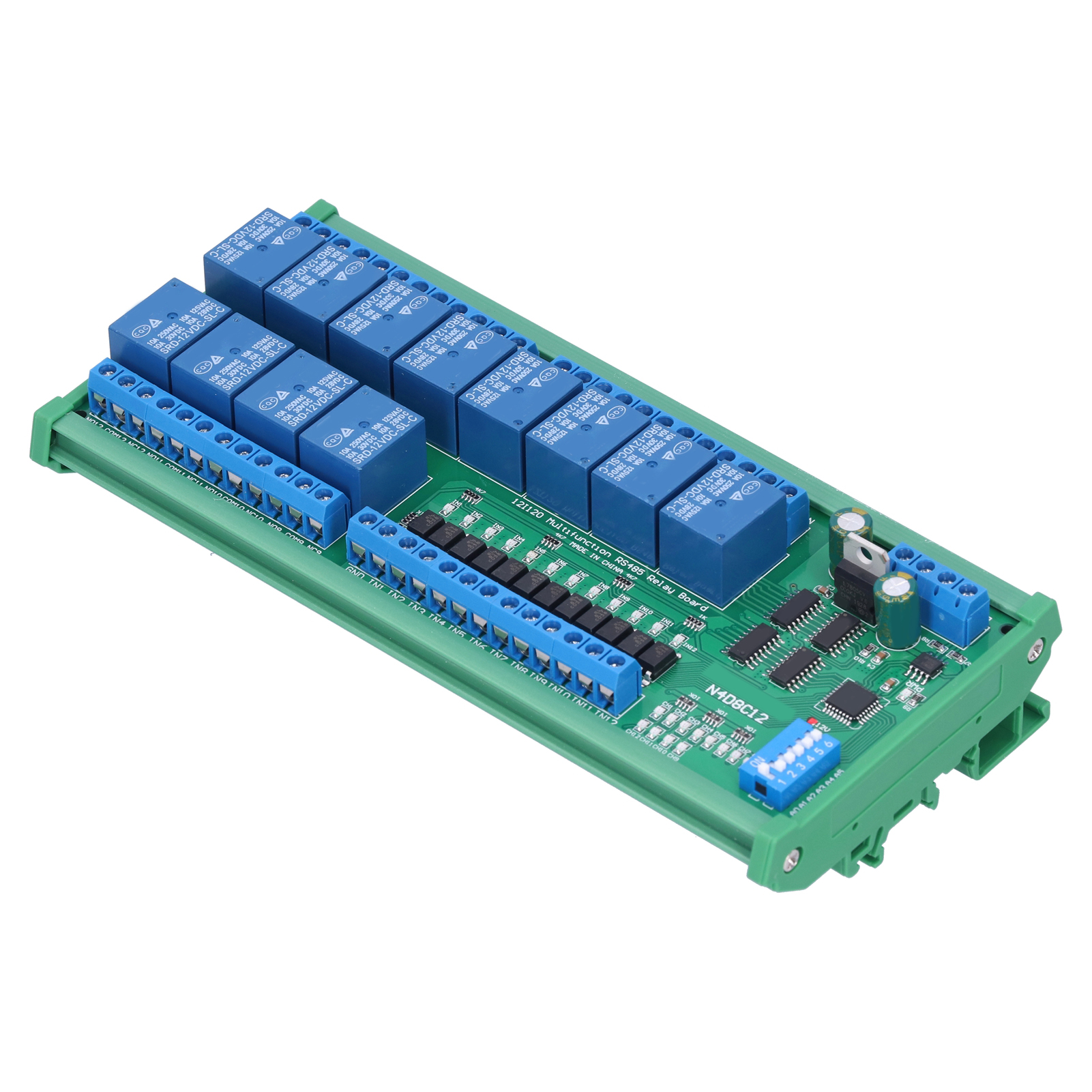 Rs485-relaismodul Mit 12 Eingängen/12 Ausgängen, Sps-elektronikplatine Mit Din-schiene, N4d8c12 12v-gehäuse