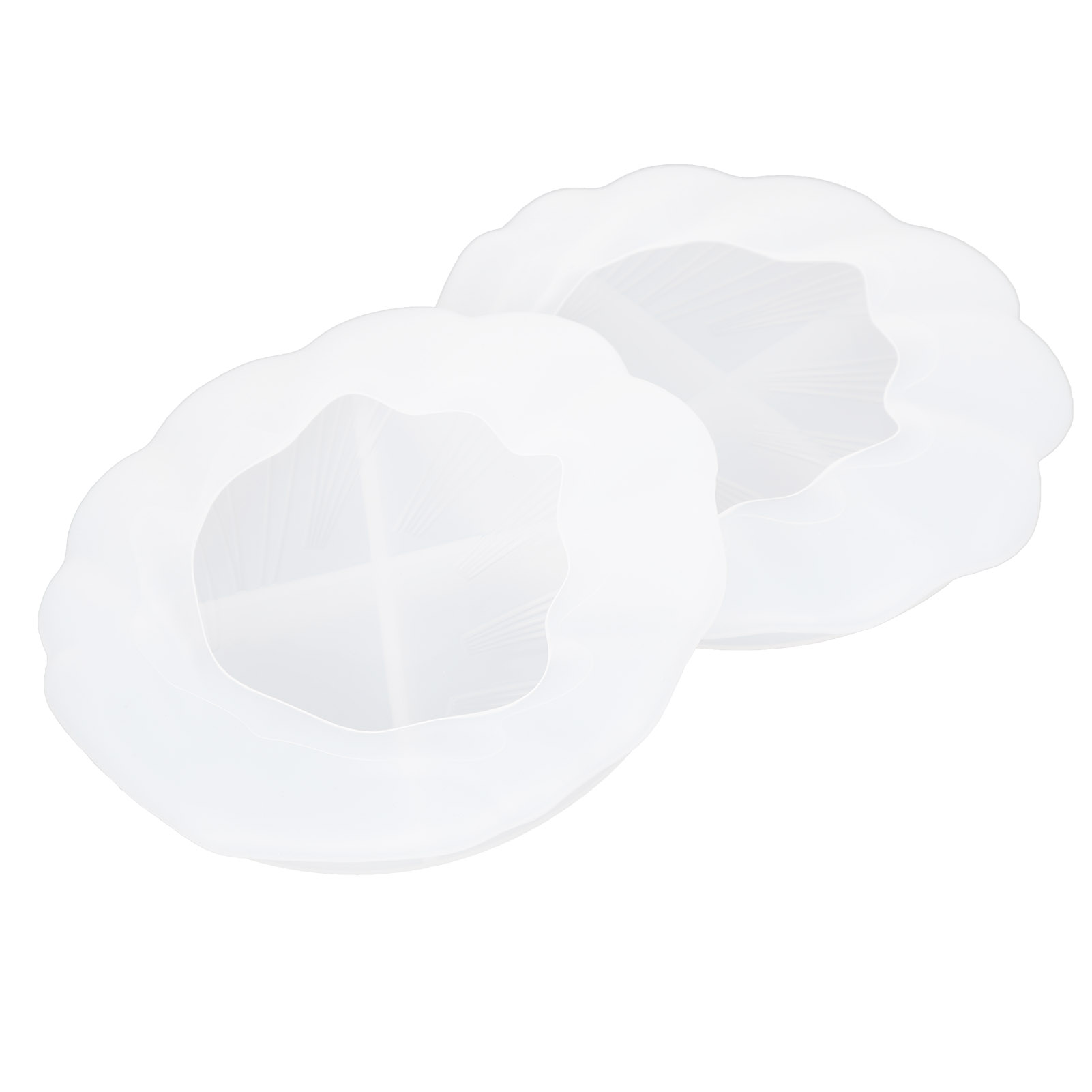 Set Aus 2 Epoxidharzformen Zum Formen Von Untertassen Und Tellern, Aus Silikon, Mit Blattstruktur Und Spiegelnder Oberfläche.
