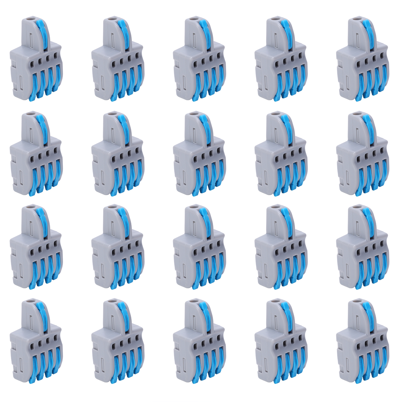20-adrige Steckverbinder, 1 Eingang, 4 Ausgänge, Druckverteiler, Leiterklemmenblock, Elektrische Bauteile (blau)