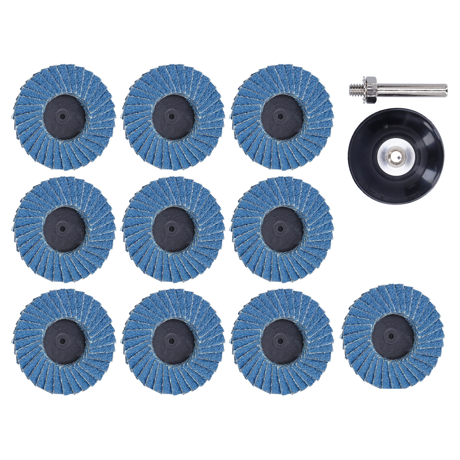 Packung Mit 10 Zirkon-korund-schleifscheiben, Körnung 80, Mit Einer 5 Cm (2 Zoll) Großen Gummischeibe
