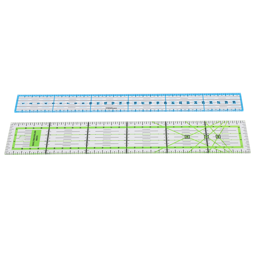 Set Aus 2 Mini-nählinealen Aus Acryl Mit Raster Zum Messen Und Zeichnen Von Stichen.