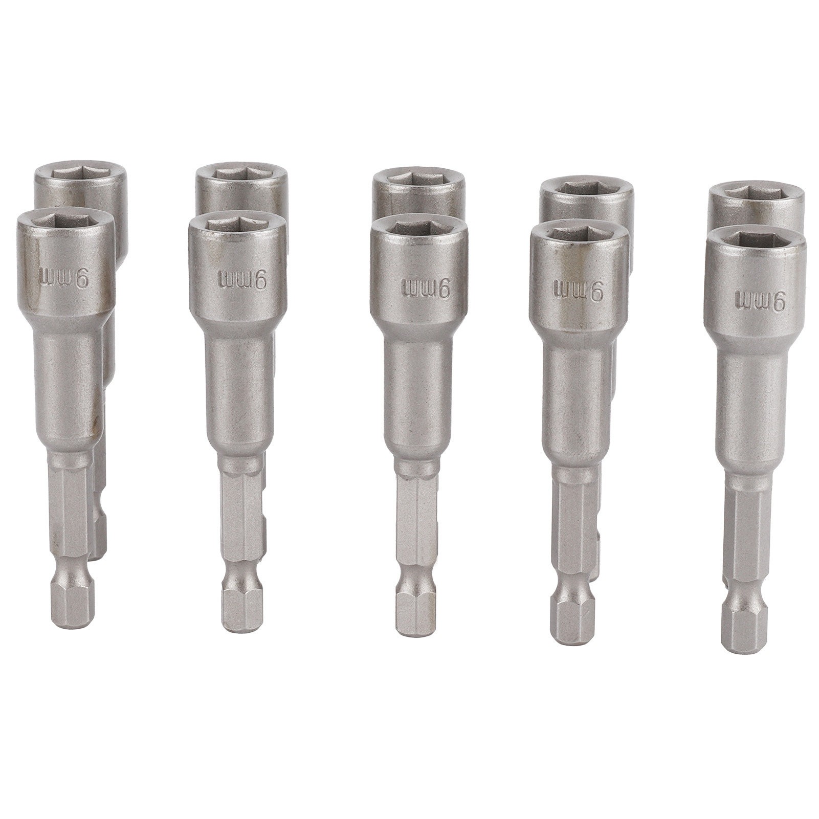 Set Mit 10 Magnetischen 9-mm-sechskant-steckschlüsseln Aus Chrom-vanadium-stahl Für Elektrische Bohrer