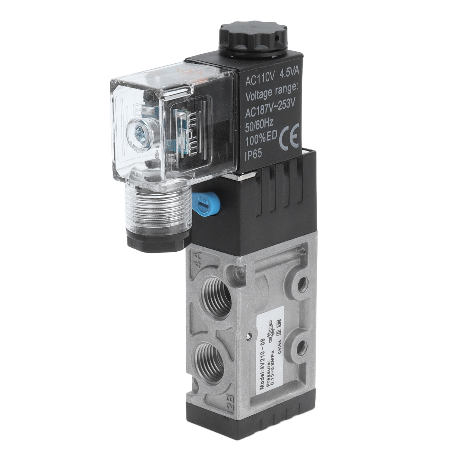 Pneumatisches 5/2-wege-magnetventil Mit Umschalter, G1/4"-eingang, 110 V Ac ±15 %