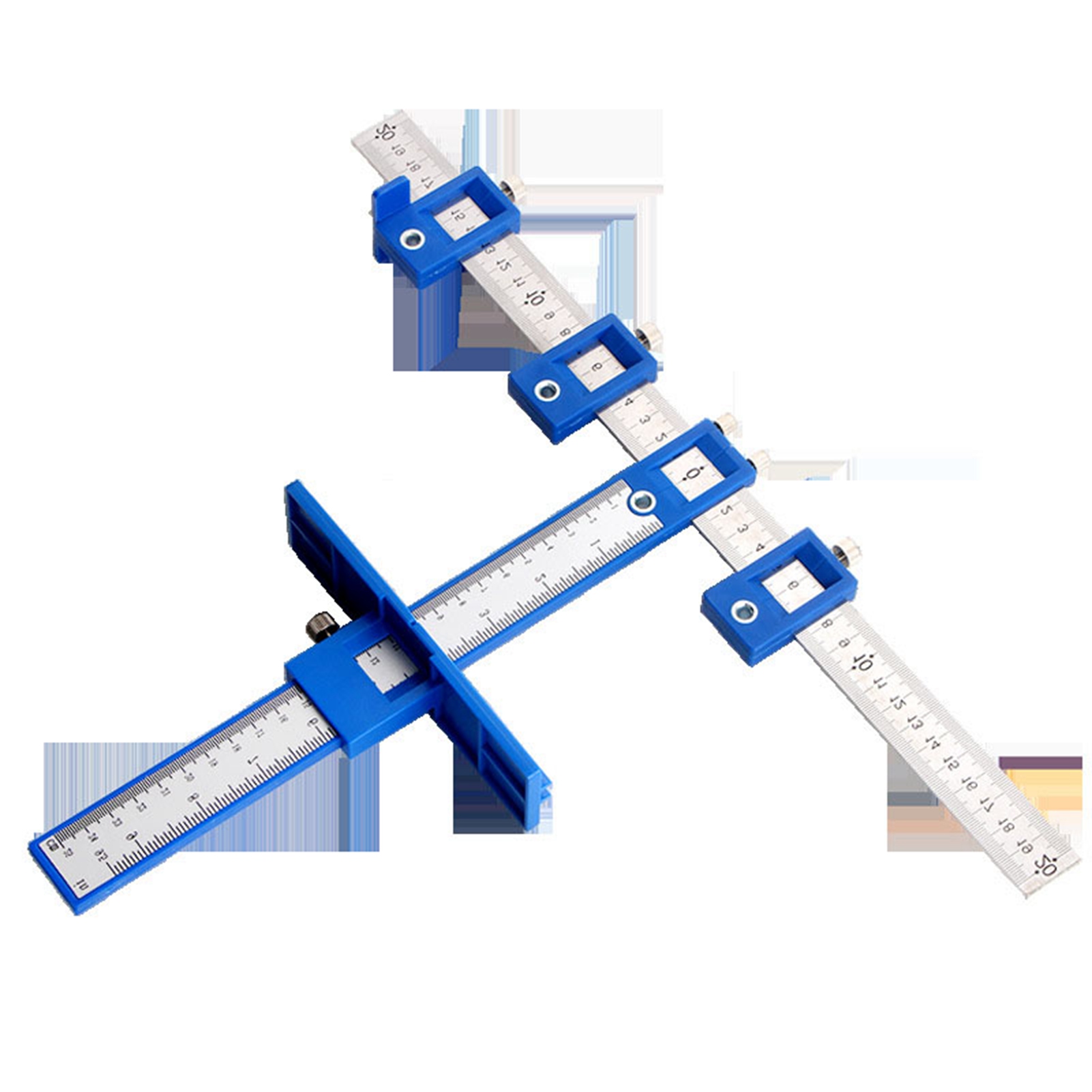 Bohrschablone Aus Kohlenstoffstahl Für Die Holzbearbeitung, Mit Positionierstempel Und Bohrführung. Schablonenwerkzeug Zum Einsetzen Von Dübeln Und Für Weitere Holzarbeiten.