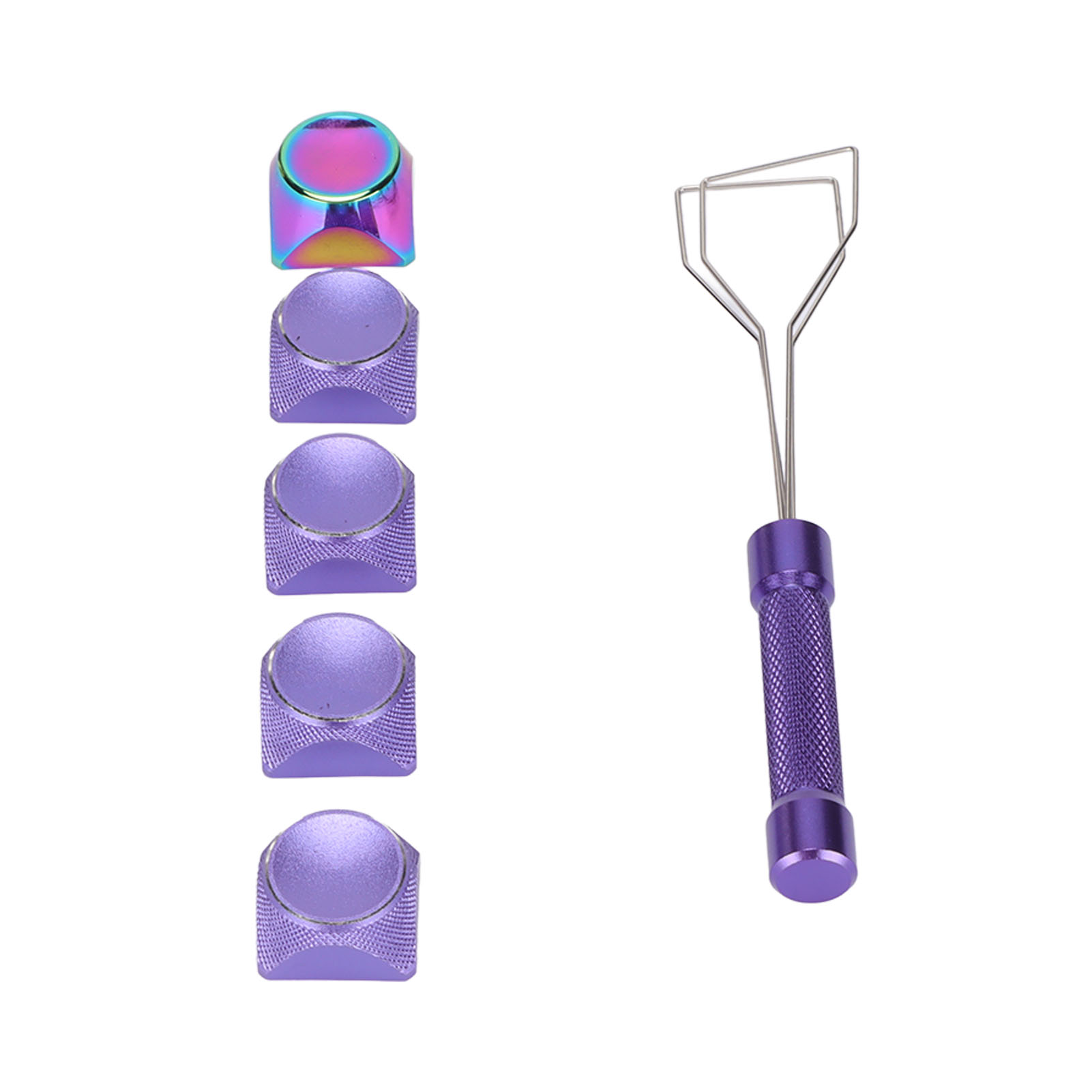 Set Mit 5 Dekorativen Xda-metalltastenkappen Für Mechanische Tastaturen, Spezielle Farbgebung, Elegante Texturen, Lila.