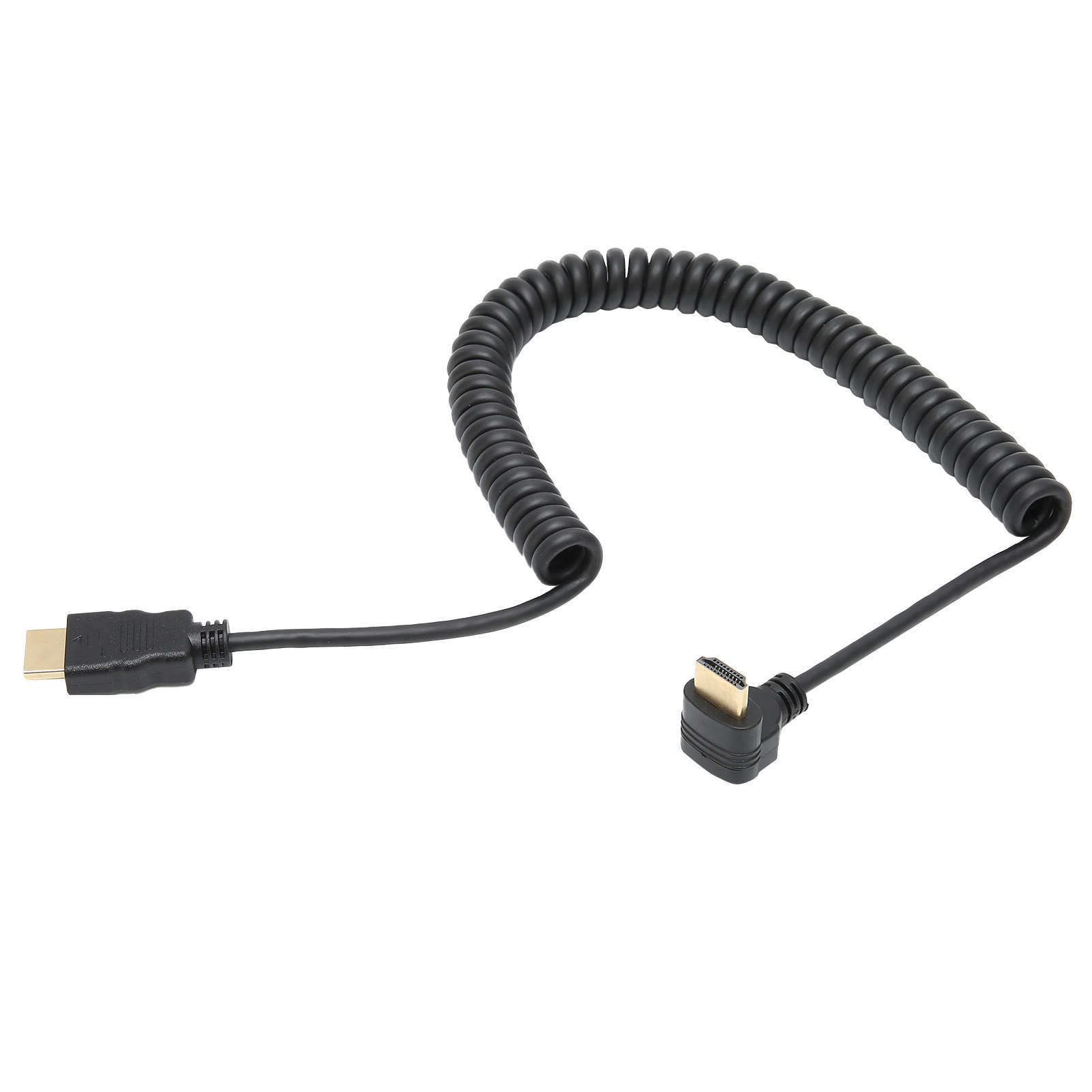 Hd-multimedia-spiralverlängerungskabel, 90° Abgewinkelter Stecker (stecker-stecker) Für Computer/fernseher