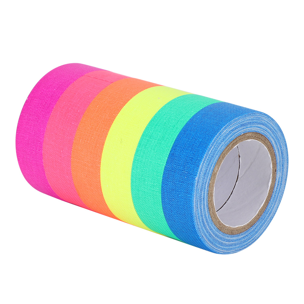 Packung Mit 6 Fluoreszierenden, Matten Baumwollklebebändern, Leuchtend, Hochviskos, Für Nächtliche Beschilderung Und Sicherheitsdekoration.