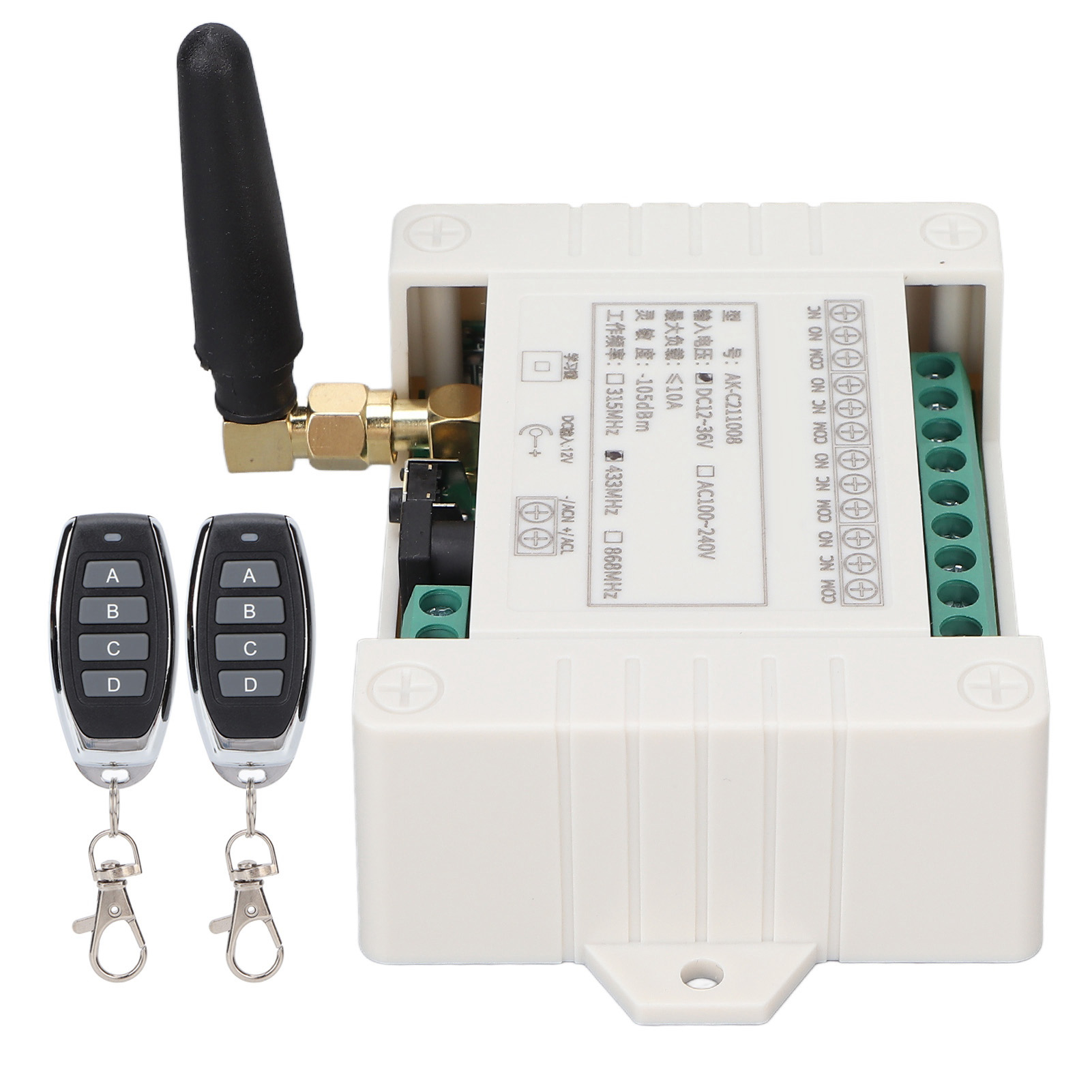 Akc211008 Rf 433 Mhz Drahtloses Fernbedienungs-4-kanal-relaismodul Für Industrielle Steuerung, 1236 V Dc Stromversorgung.