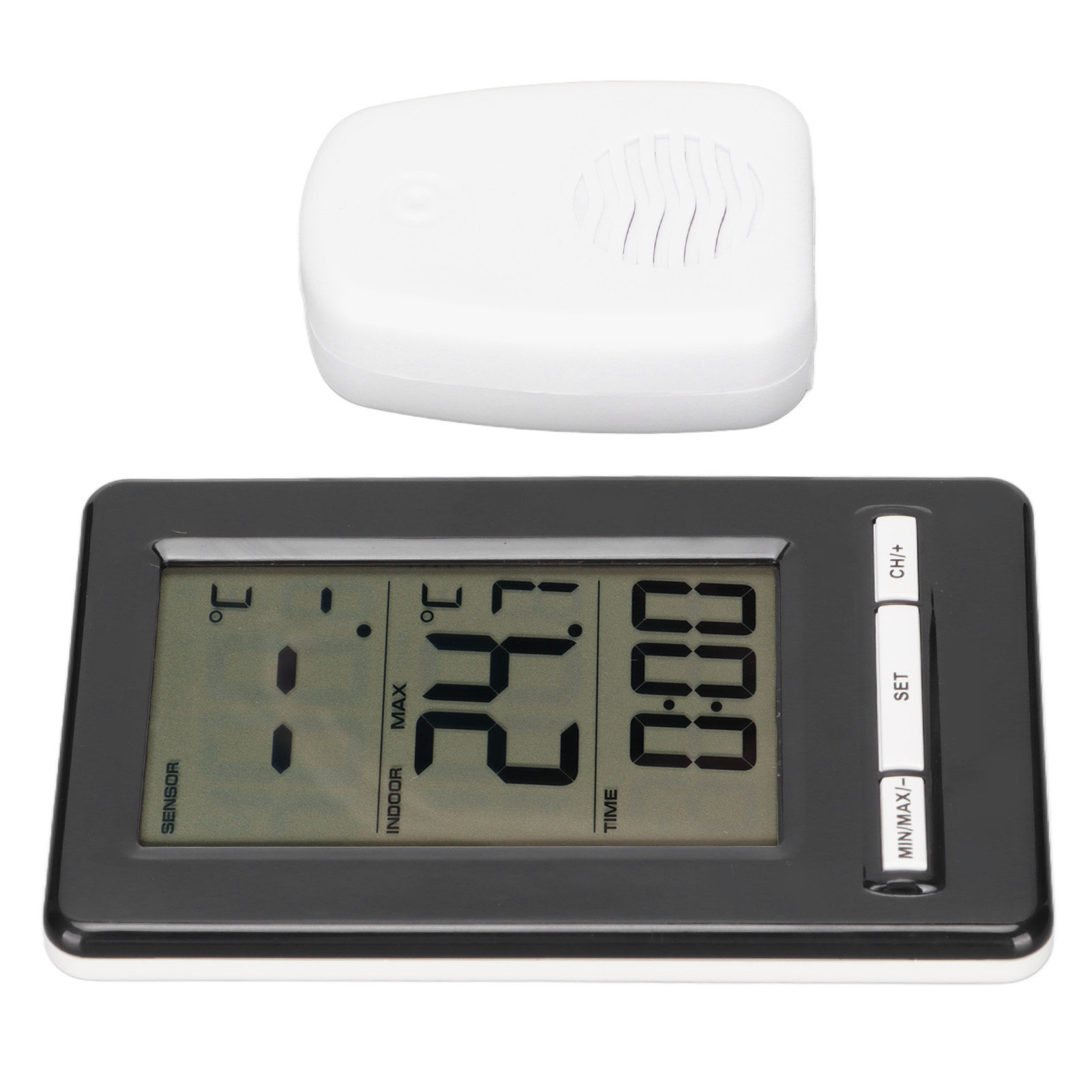 Kabelloses Elektronisches Thermometer Für Den Innen- Und Außenbereich, Digitale Wetterstation Mit Uhr Und Elektronischem Display