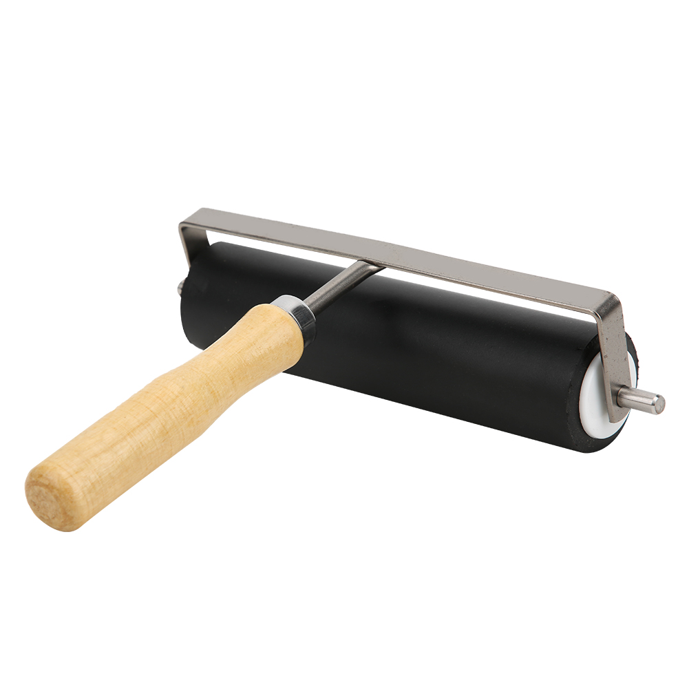 Gummidruckwalze Mit Abnehmbarem Holzgriff, Druck- Und Bastelwerkzeug, Länge 15 Cm.
