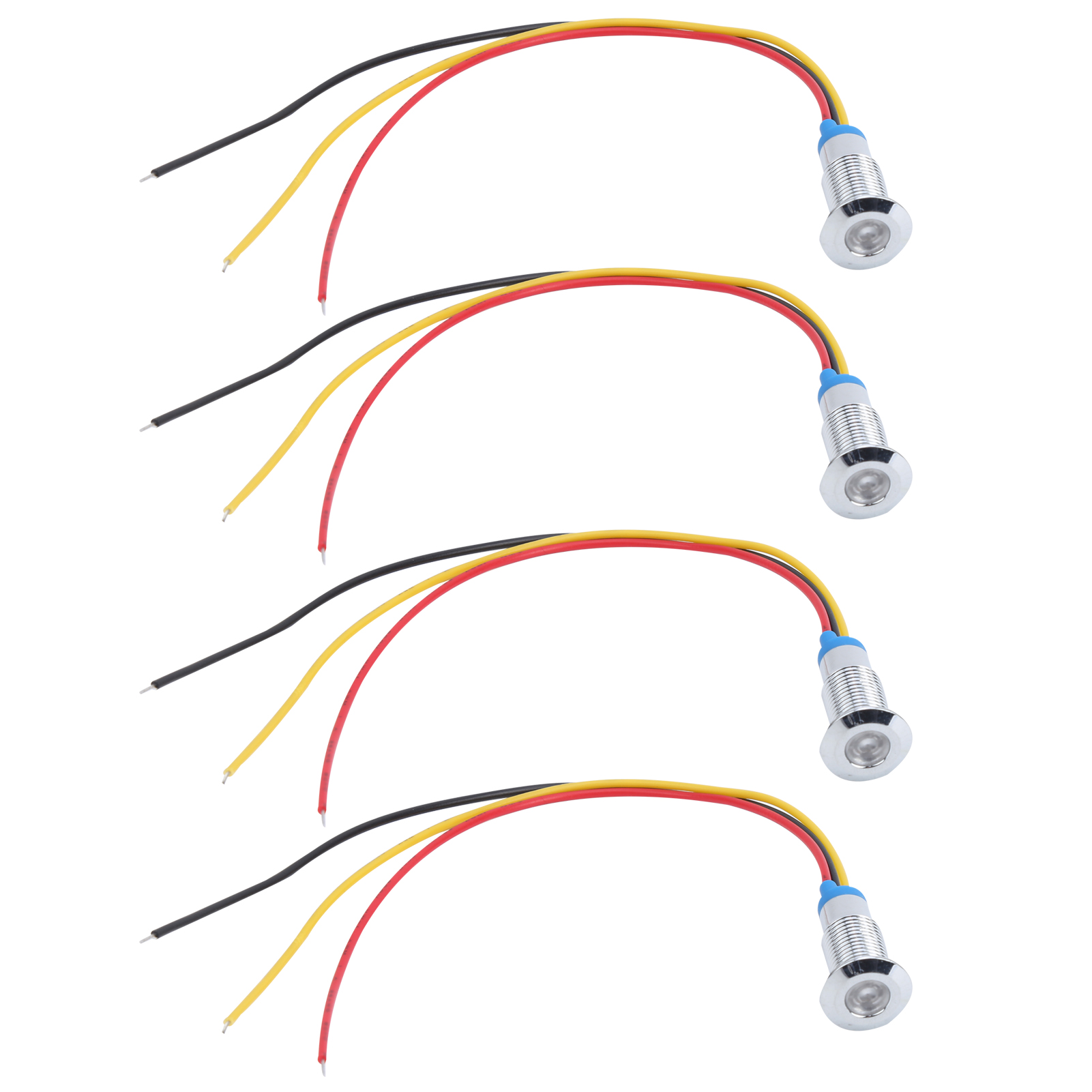 Satz Mit 4 Zweifarbigen Led-anzeigeleuchten Mit Gemeinsamer Anode, Wasserdicht, Metall, 8 Mm, 220 V (rot Gelb)
