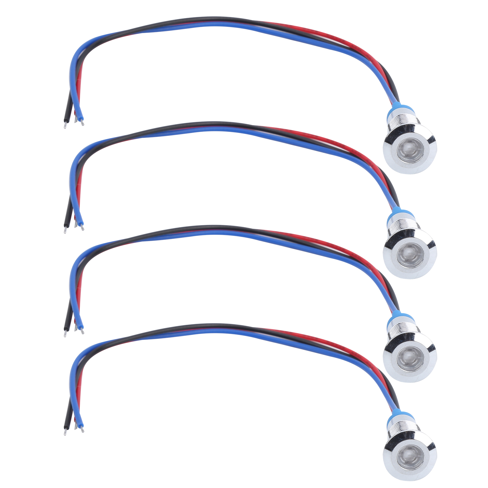 Satz Von 4 Zweifarbigen (rot Und Blau) Led-anzeigen Mit Gemeinsamer Anode, Wasserdicht, Aus 8 Mm Metall, 220 V.