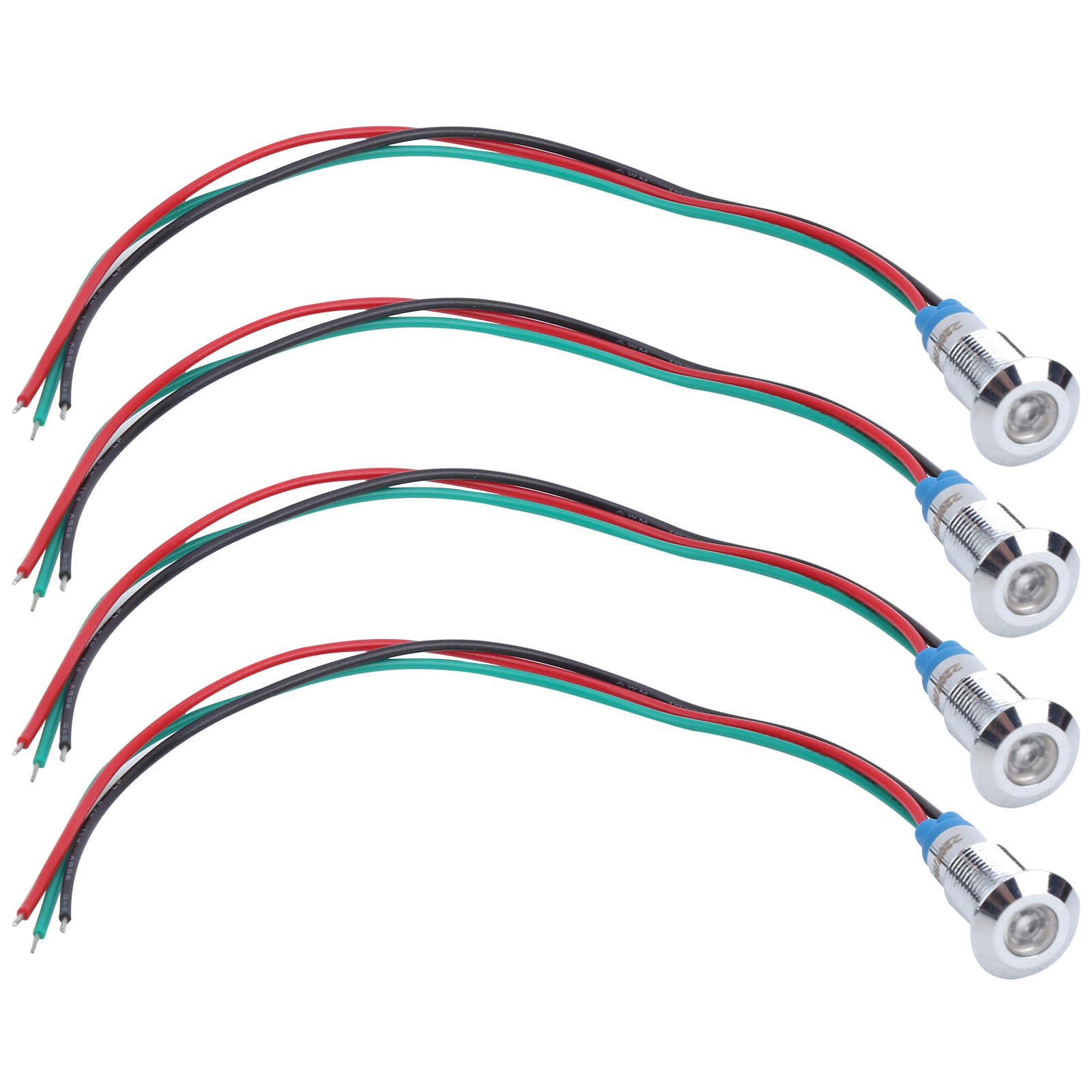 Satz Mit 4 Zweifarbigen Led-anzeigeleuchten Mit Gemeinsamer Anode, Wasserdicht, 8 Mm Metall, 220 V (rot Grün)