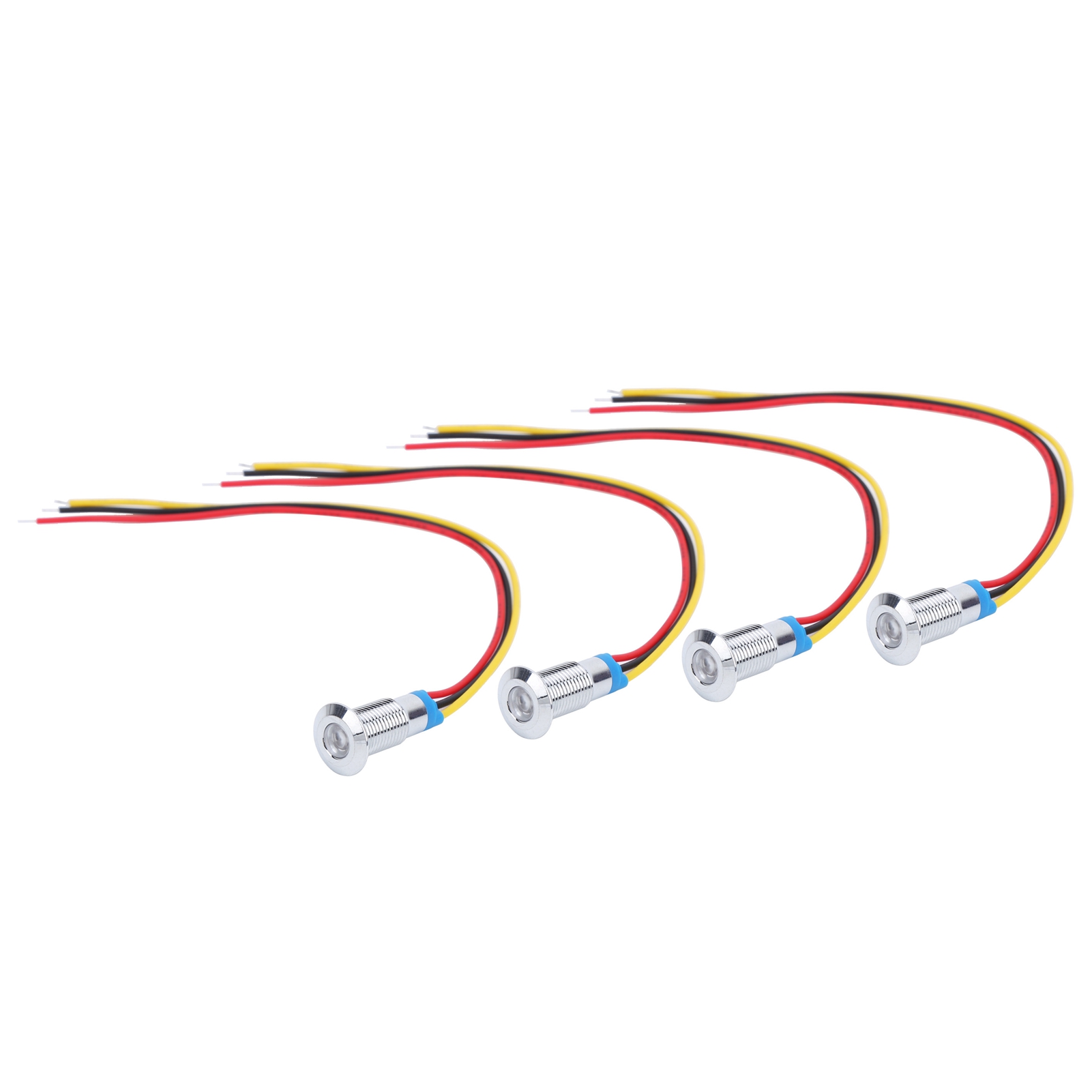 Satz Mit 4 Led-anzeigeleuchten, Gemeinsame Anode, Wasserdicht, Metall, Zweifarbig, 8 Mm, 1224 V (rot, Gelb)