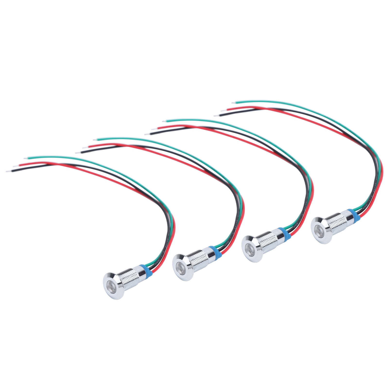 Satz Mit 4 Led-anzeigeleuchten, Gemeinsame Anode, Wasserdicht, Metall, Zweifarbig, 8 Mm, 1224 V (rot, Grün)