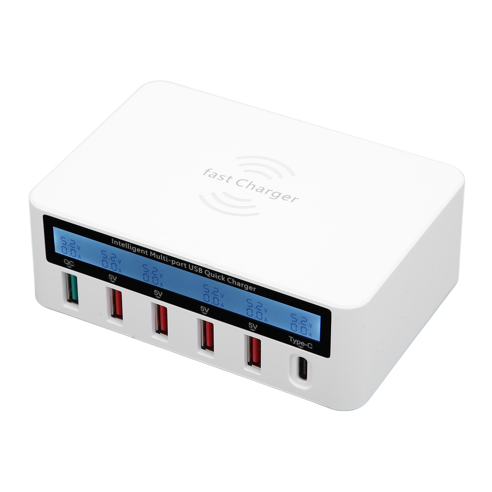 Wlx-818f Kabelloses Smart-usb-ladegerät Mit Led-anzeige, 40w 6-port-schnellladegerät (eu-stecker)