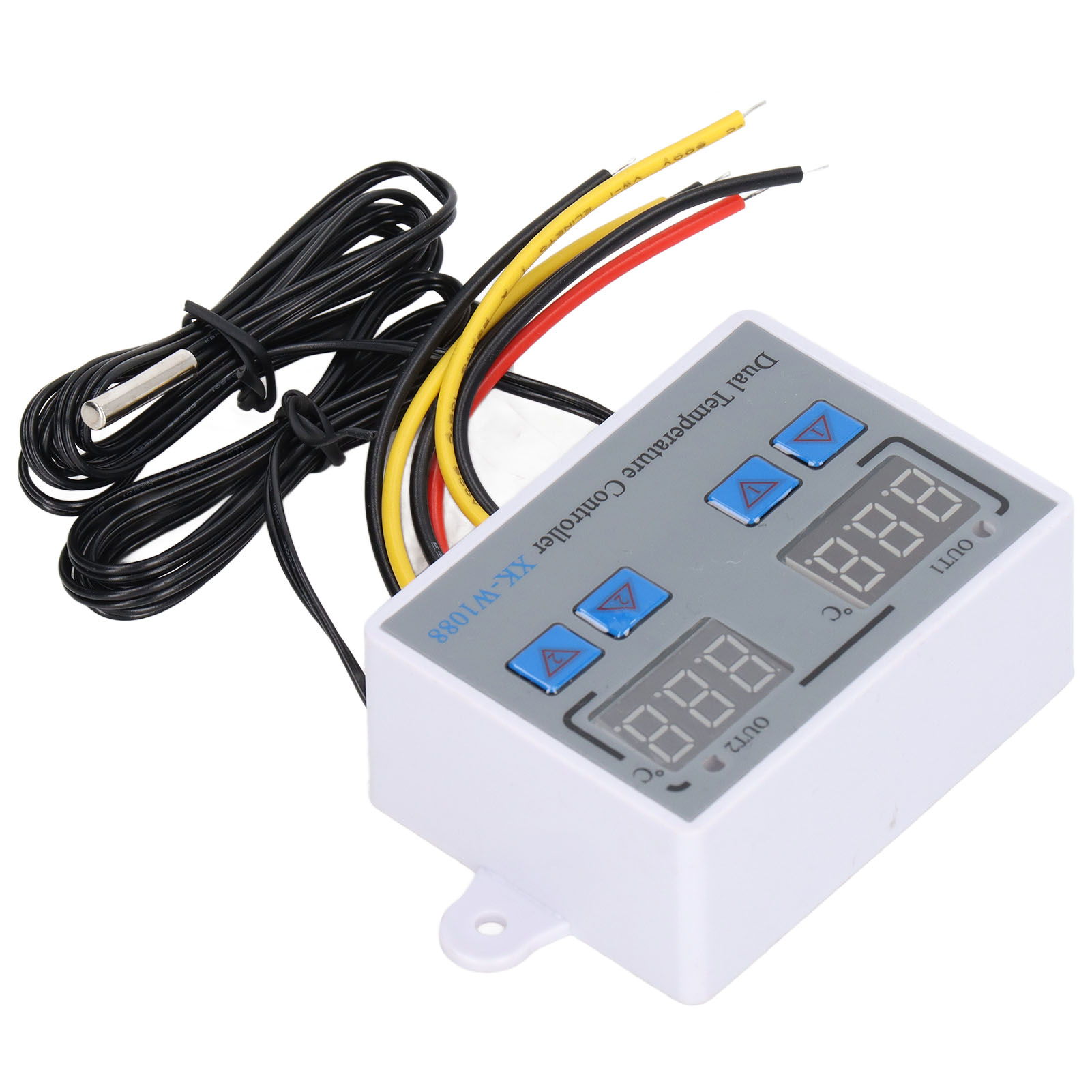 Thermostat Mit Doppelanzeige Zur Temperatur- Und Feuchtigkeitsregelung, Zum Heizen Und Kühlen, Mit 10k Ntc-sonde Und 12v-netzteil.