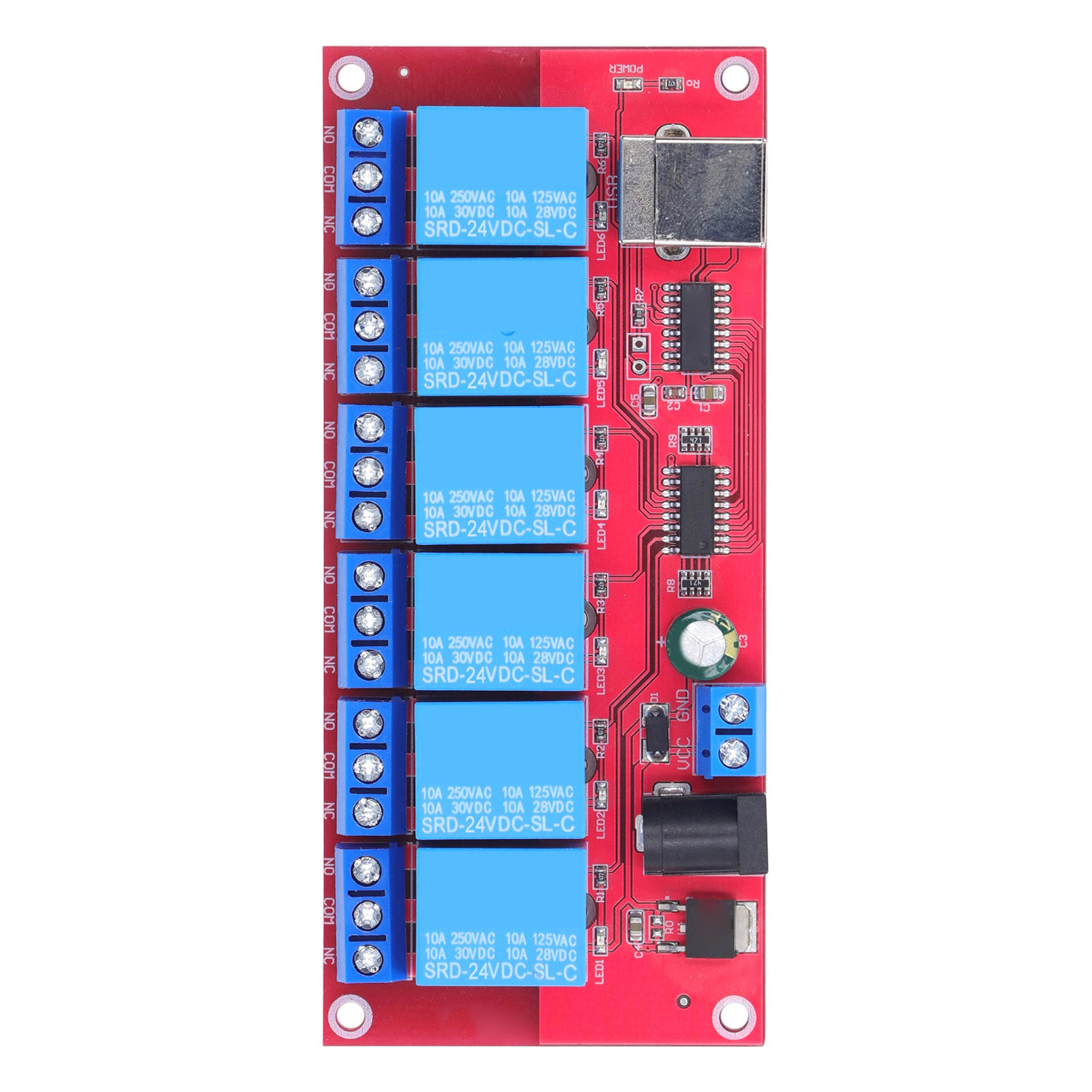 6-kanal-usb-relaismodul, Einstellbare Betriebsmodi, Hid-frei, Usb-relaisplatine Für 24-v-anwendungen In Haushalt Und Landwirtschaft